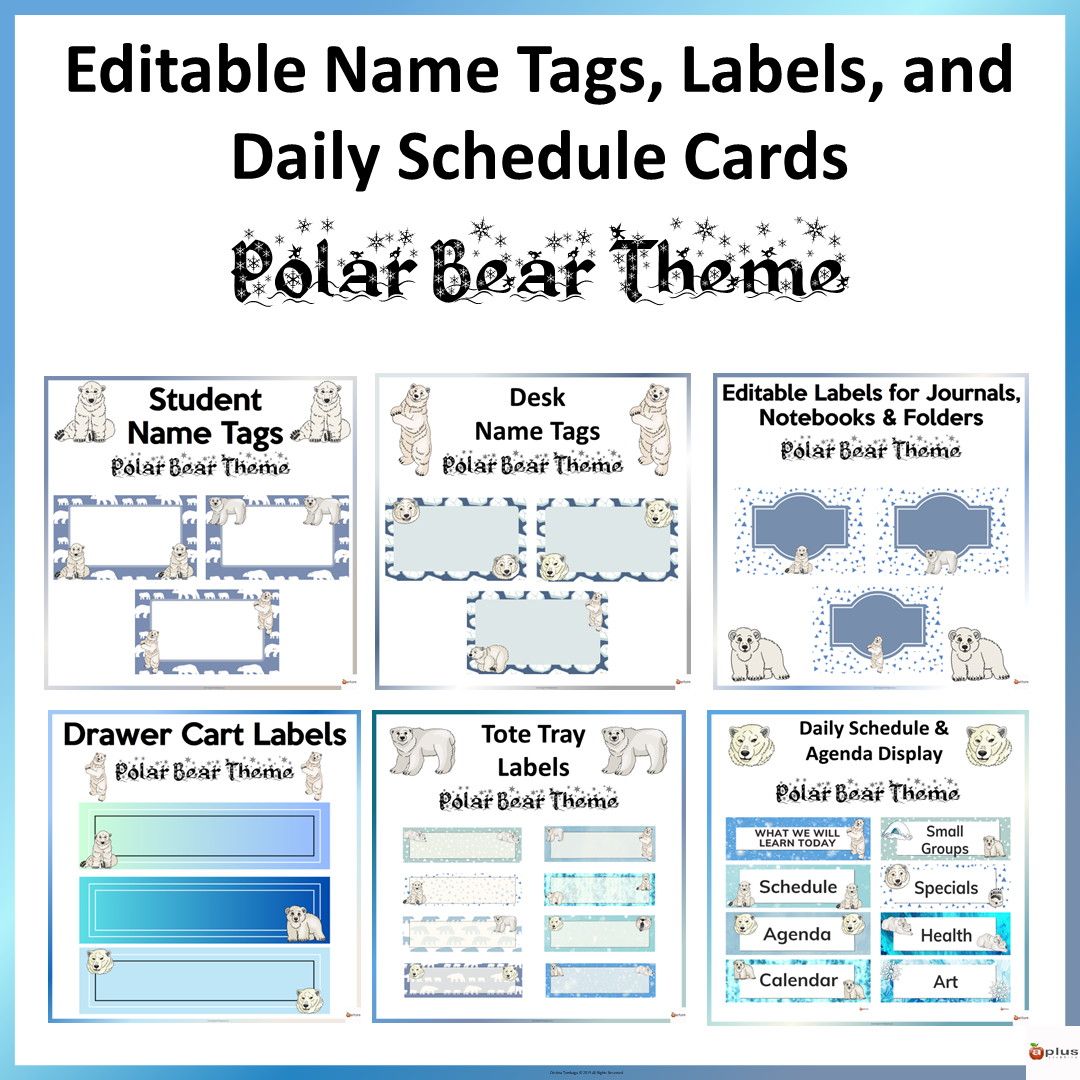 Polar Bear Theme Classroom Decor Bundle Name Tags Labels And Daily Schedule Cards Australian Teachers Marketplace