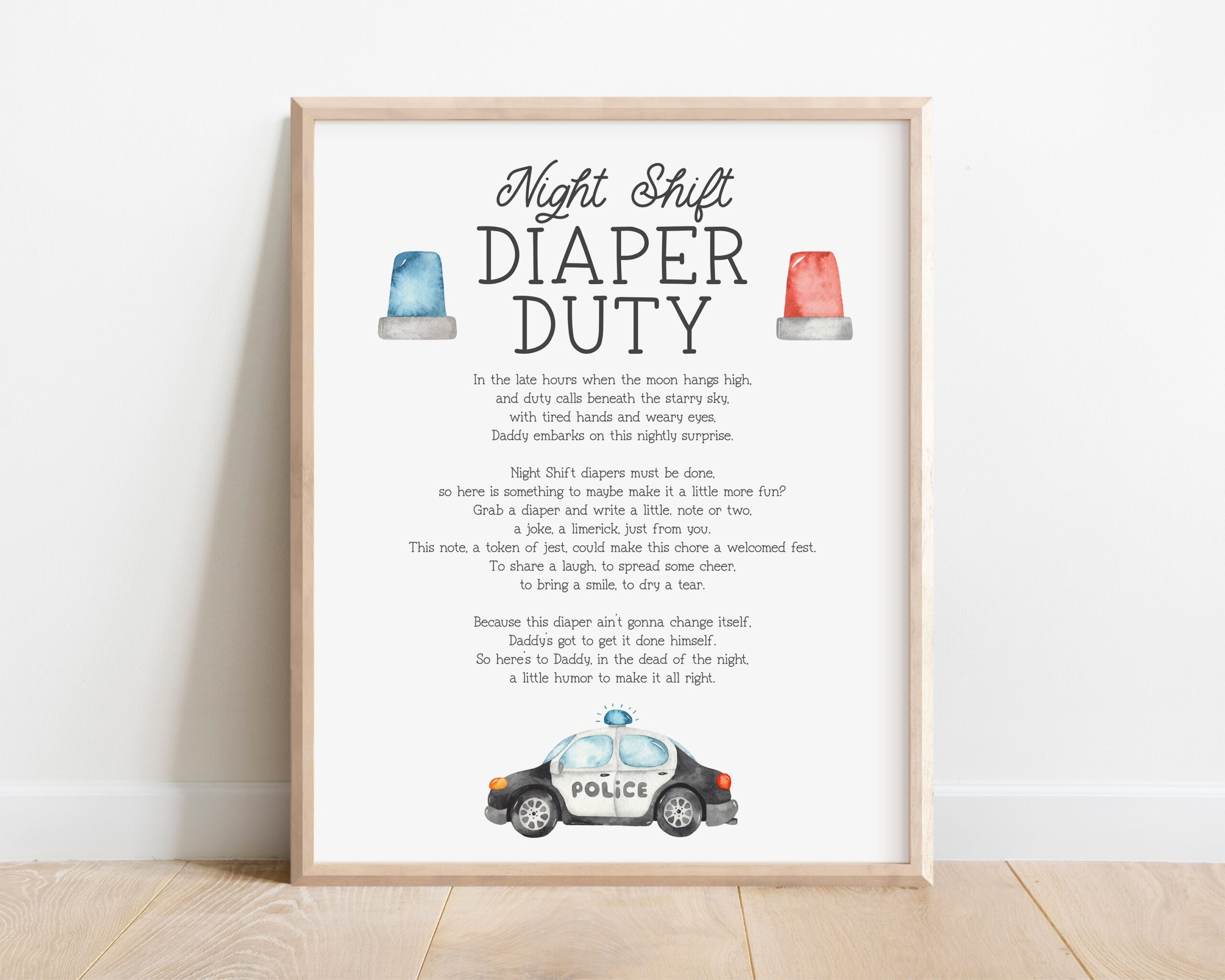 Police Baby Shower Activity Night Shift Diaper Duty Dad Baby Shower Diaper Game Printable 8x10 Instant Download Etsy