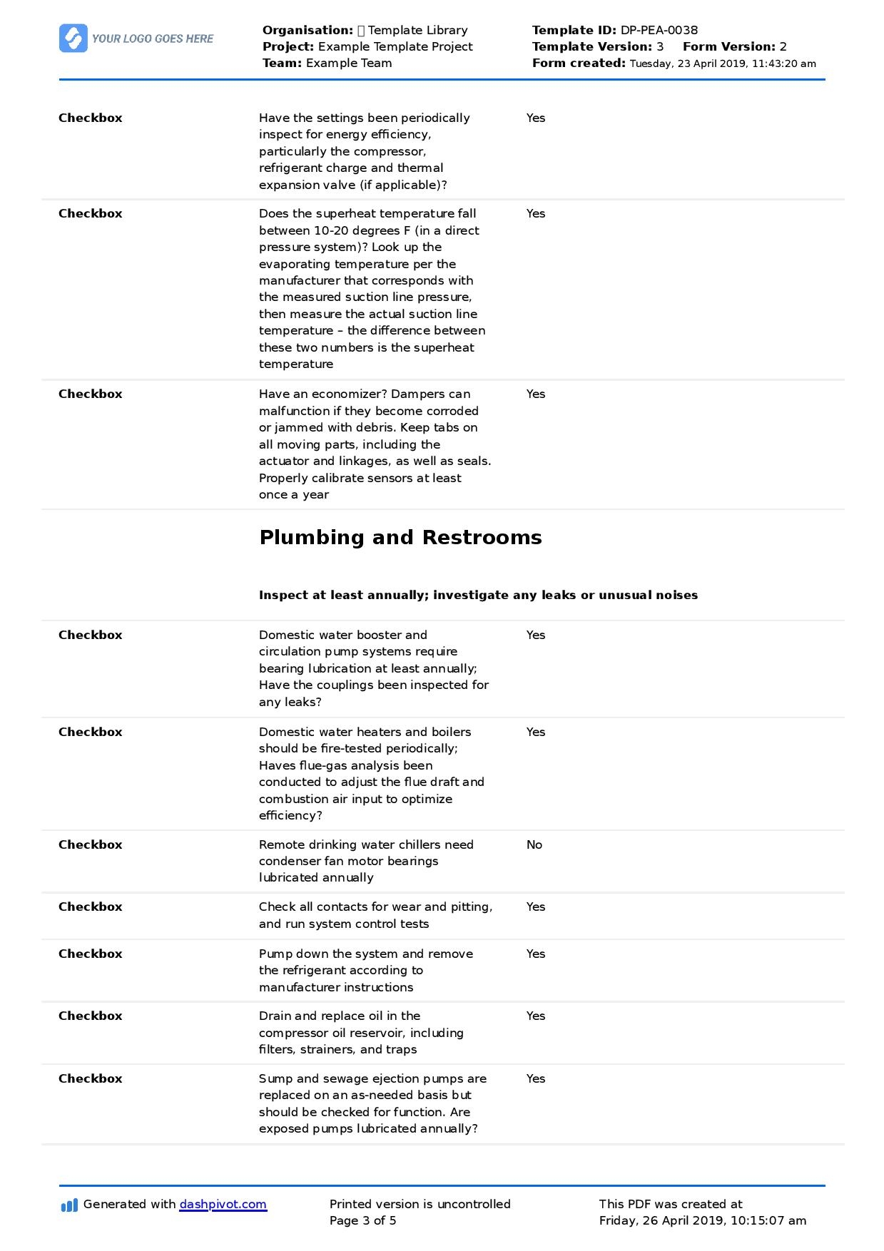 Preventative Maintenance Checklist For Buildings Free And Editable 