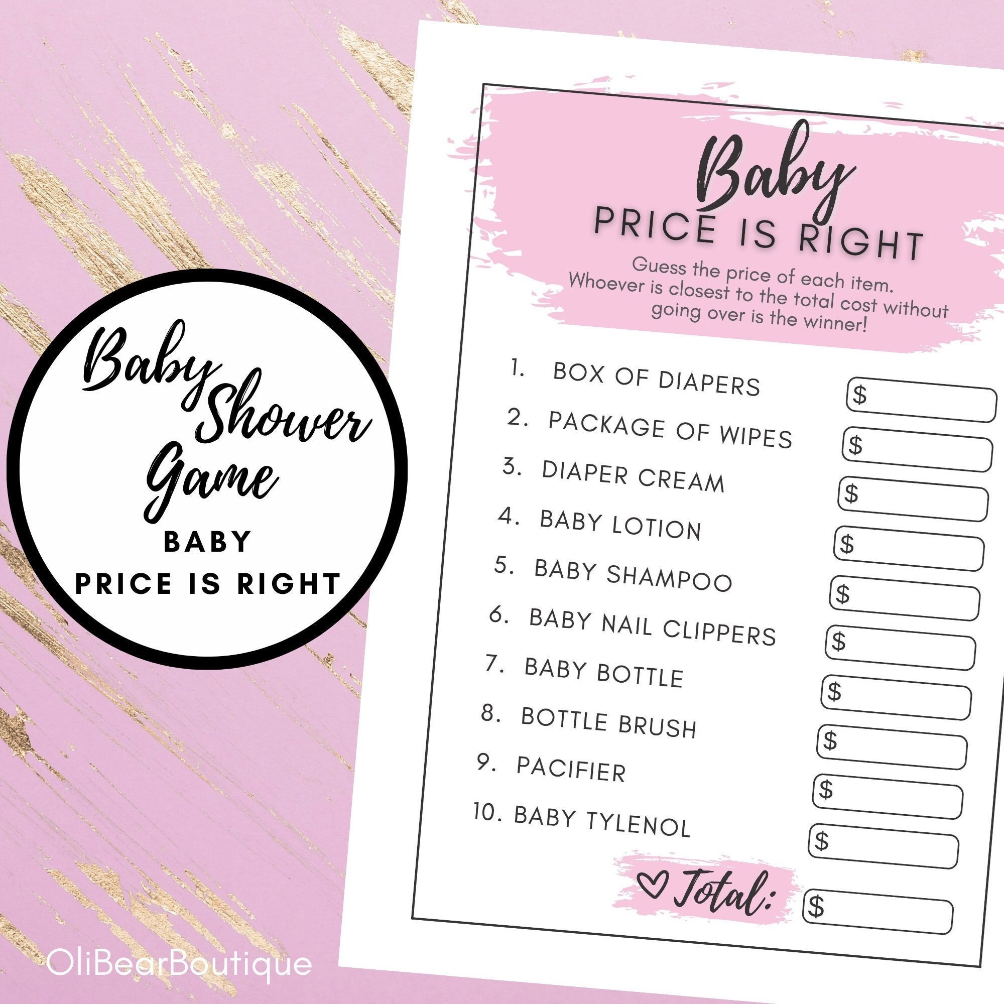 Price Is Right Baby Shower Game Instant Download Baby Shower Game Modern Baby Shower Theme Girl Baby Shower Pink Baby Shower Printable Etsy