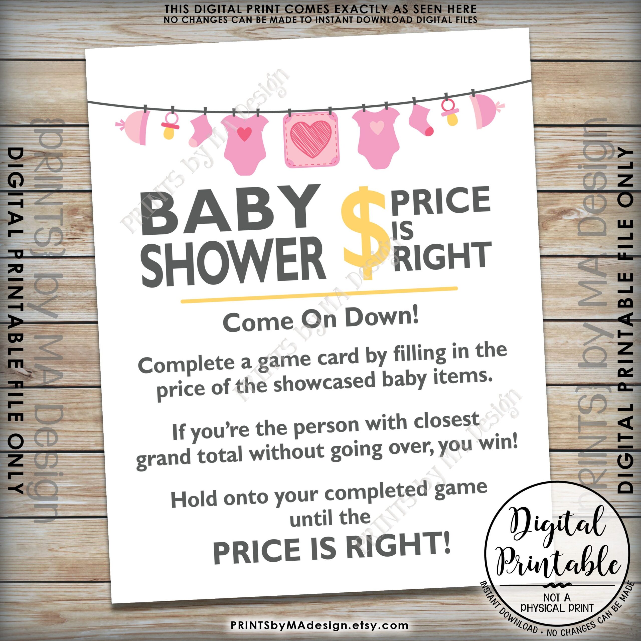 The Price Is Right Baby Shower Edition Printable