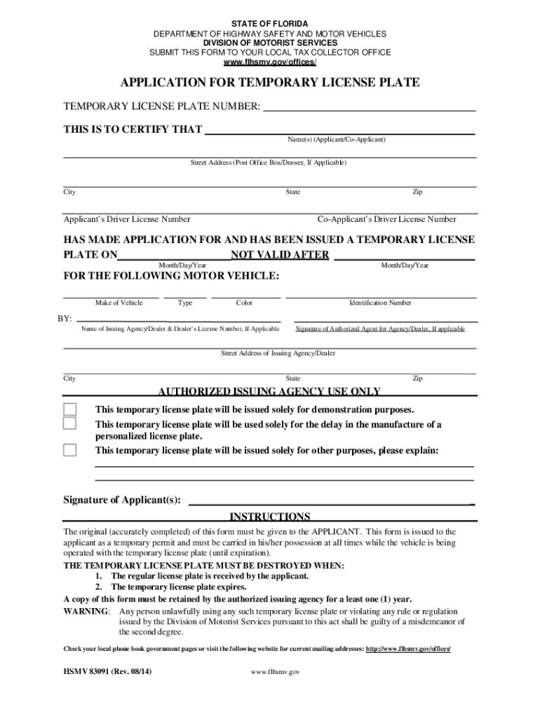 Print Out Temporary Tag Fill Online Printable Fillable Blank PdfFiller