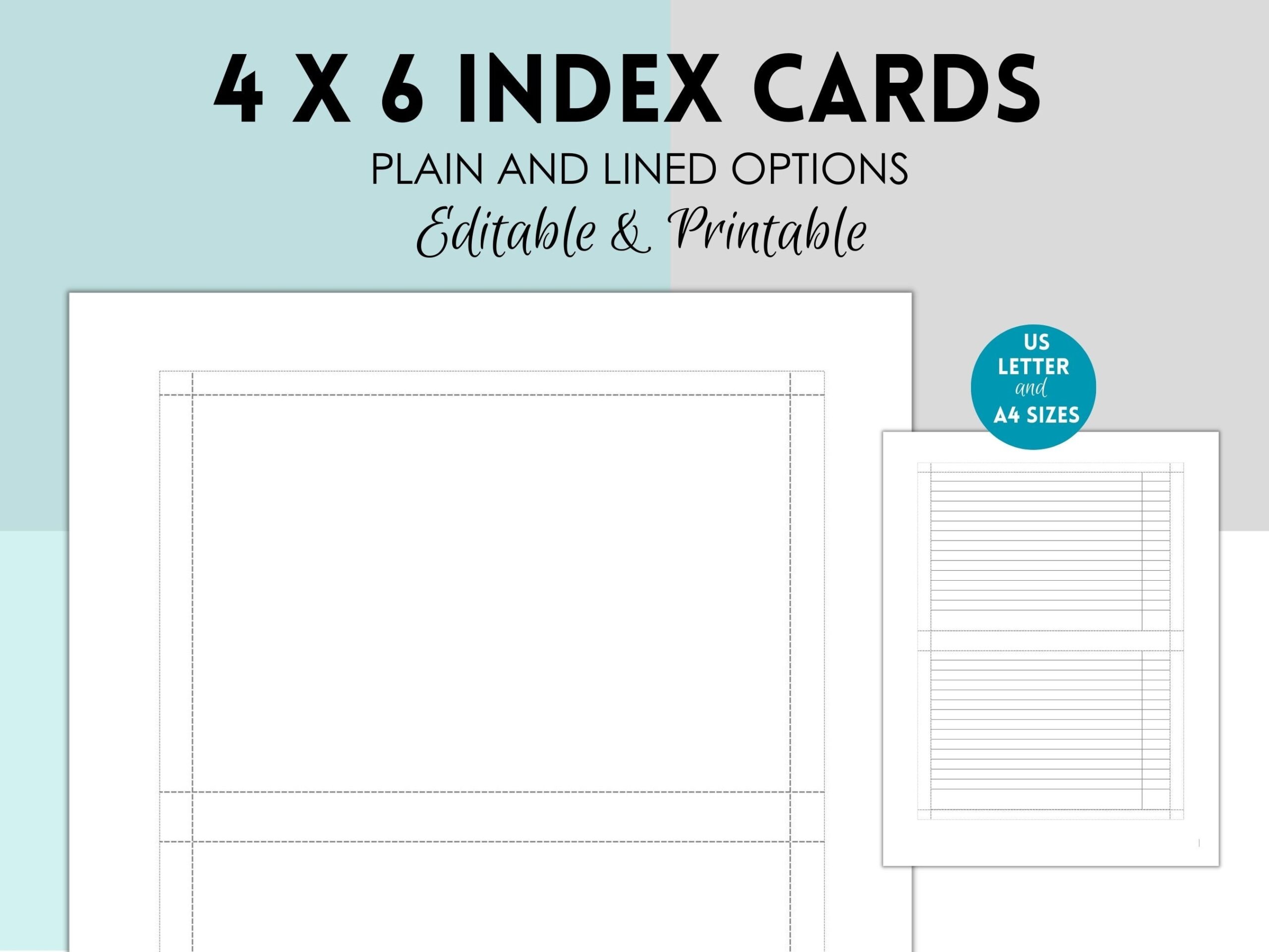 Index Card Printable Editable Template