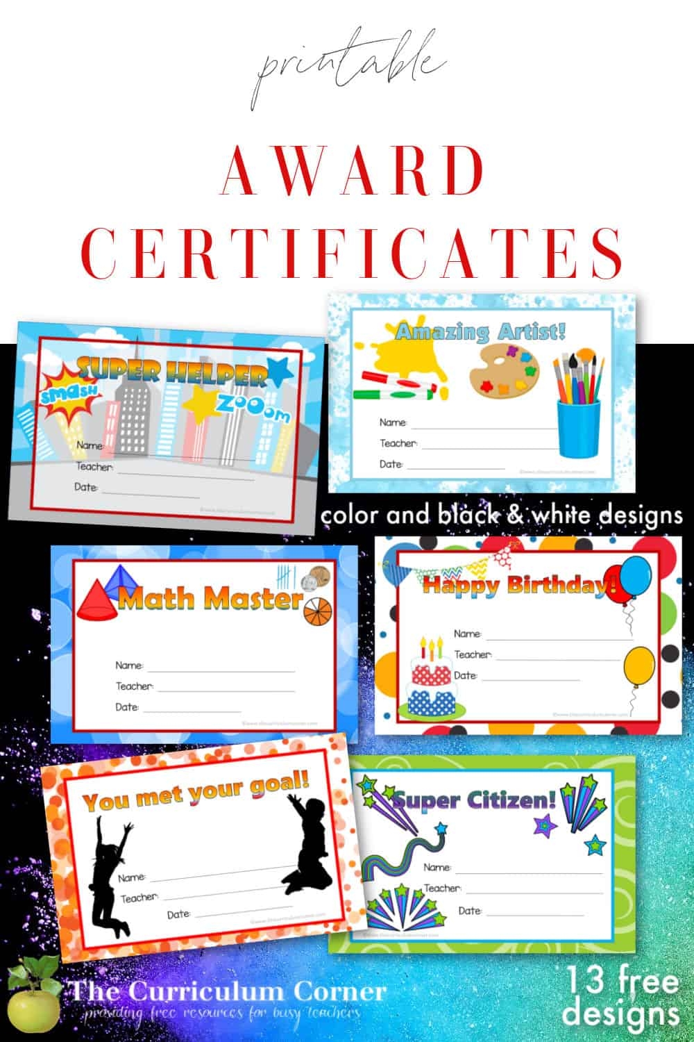 Free, Printable, Editable Student Awards For Math
