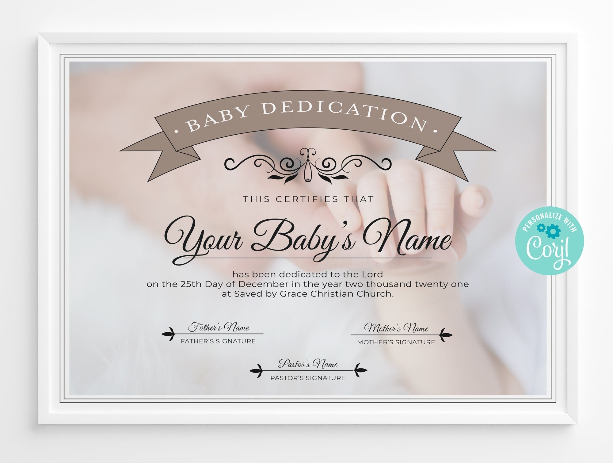 Printable Baby Dedication Certificate Editable Baby Christening Certificate INSTANT DOWNLOAD Etsy
