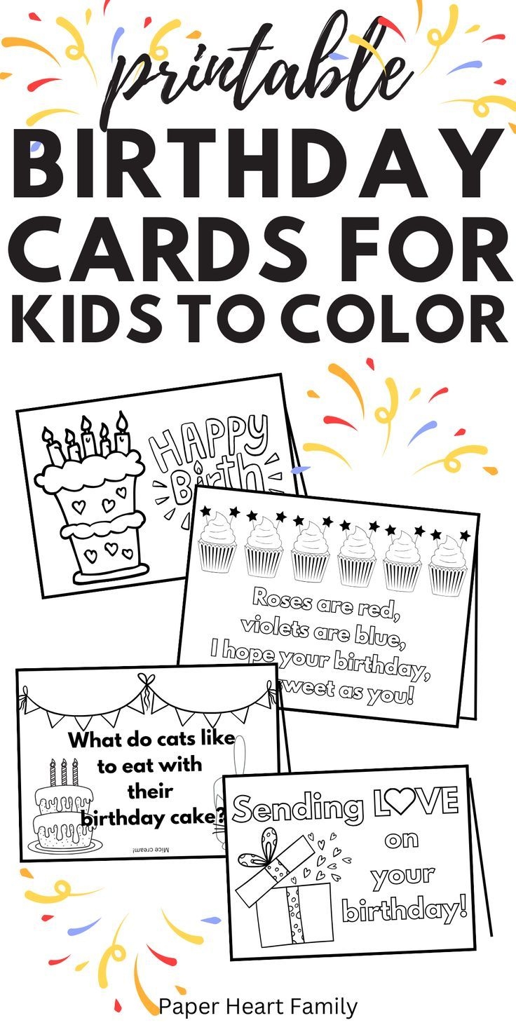 Printable Birthday Cards For Kids To Color