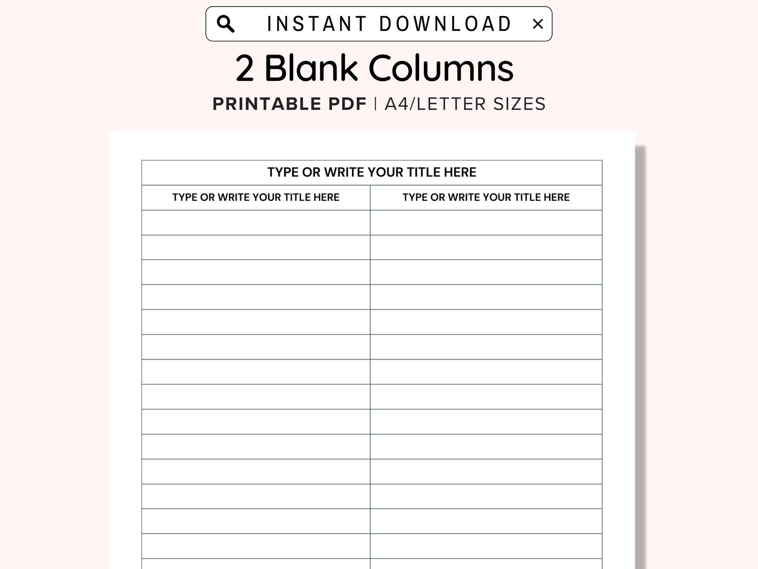 Editable Free Printable 2 Column Checklist Template