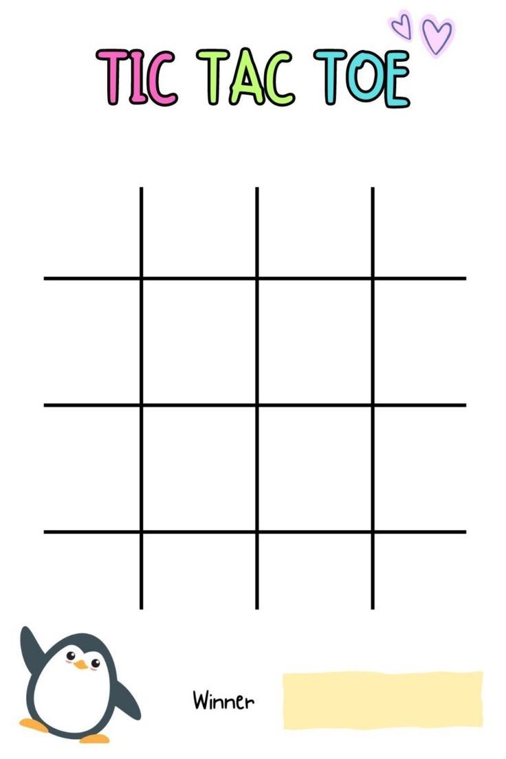 Editable Tic Tac Toe Board Printable