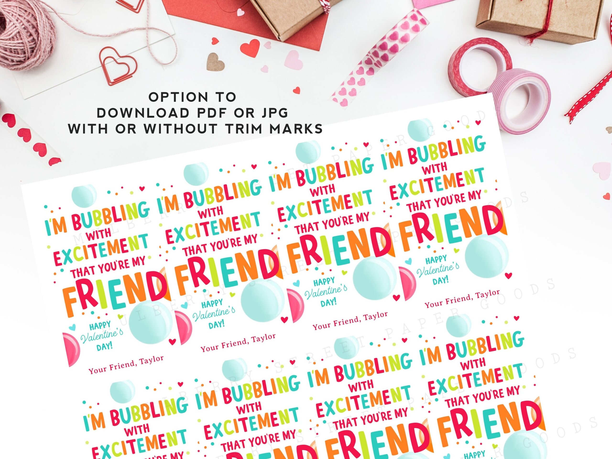 Printable Bubbling With Excitement That You re My Friend Valentine Card Instant Download Bubble Valentine s Day Card Classroom Valentine Etsy