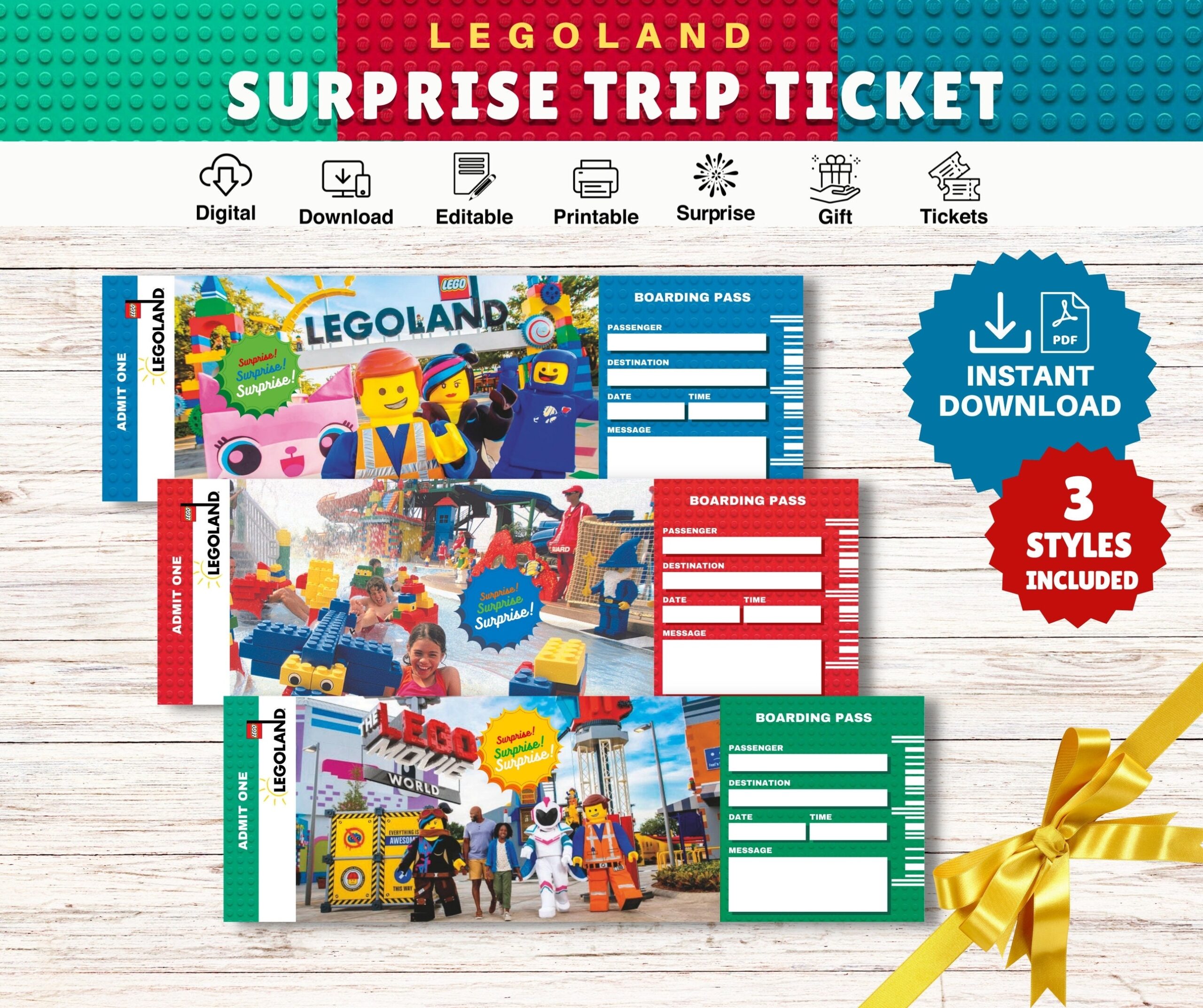 Legoland Editable Printable Ticket