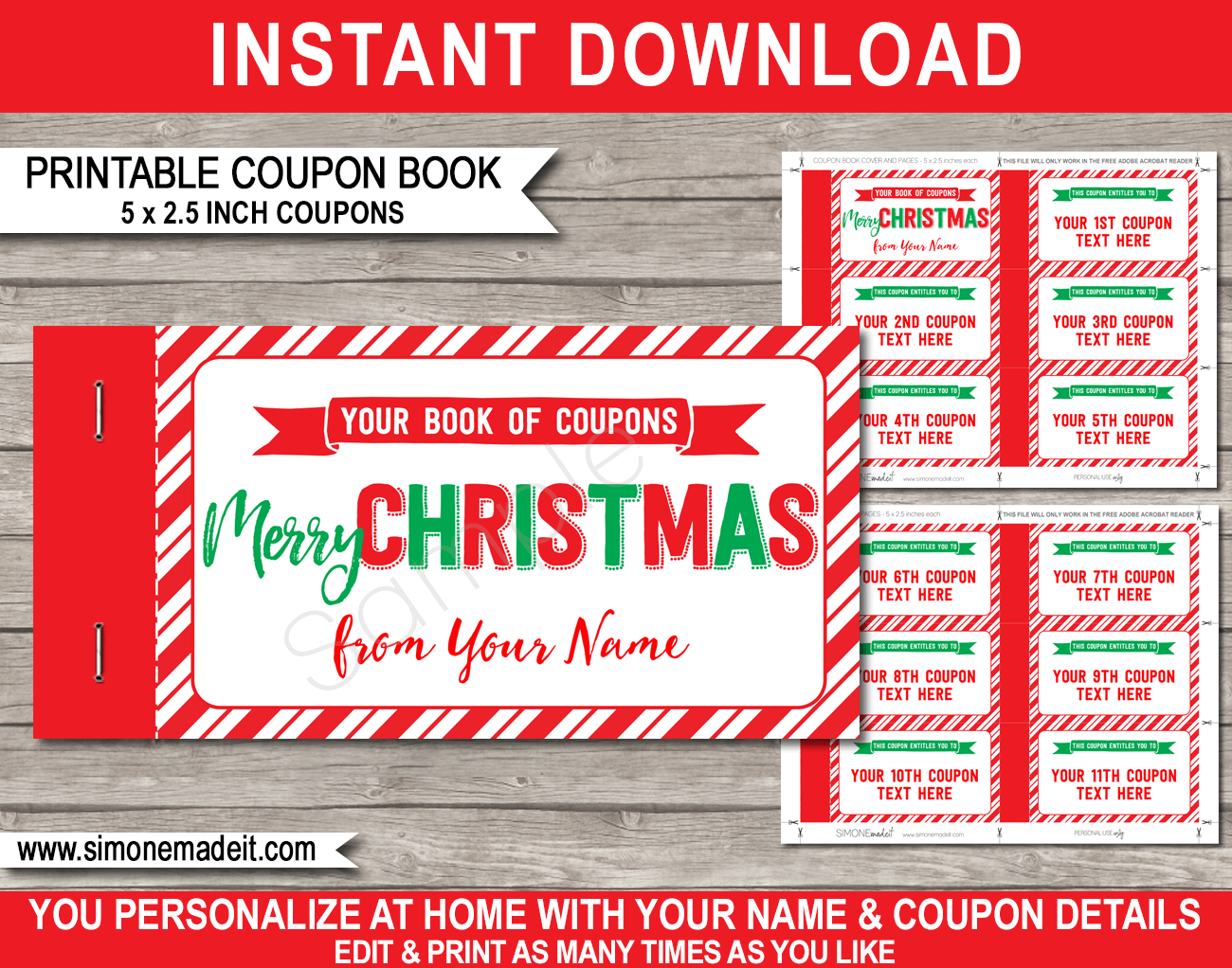 Free Printable Editable Christmas Coupon Template