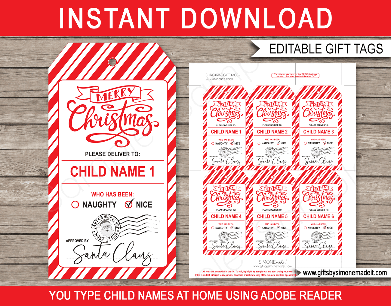 Editable Gift Tags Printable
