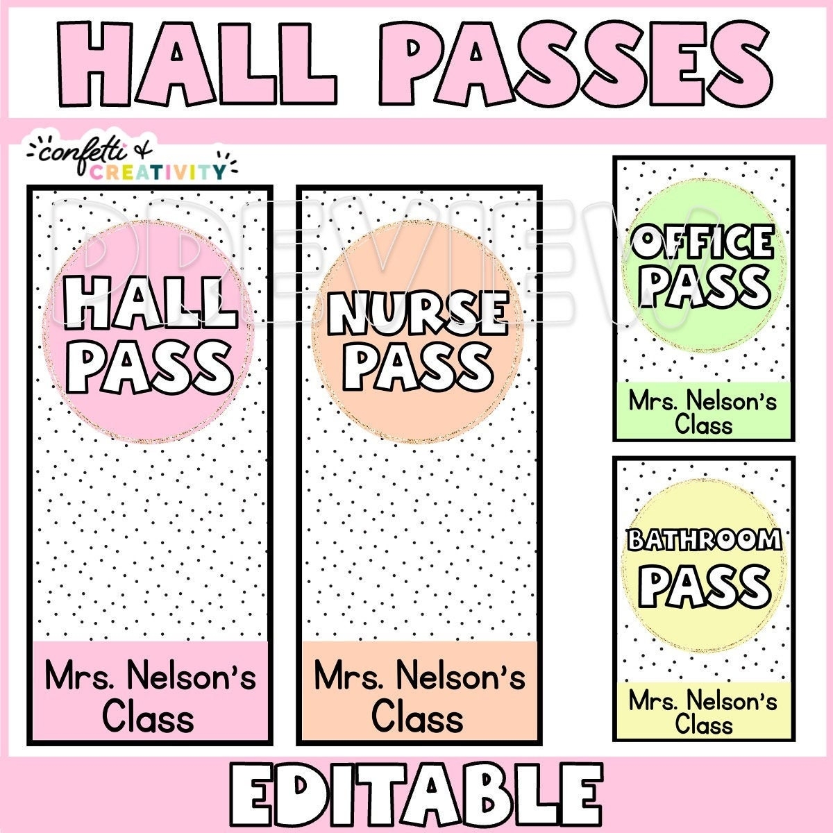 Printable Hall Passes Editable