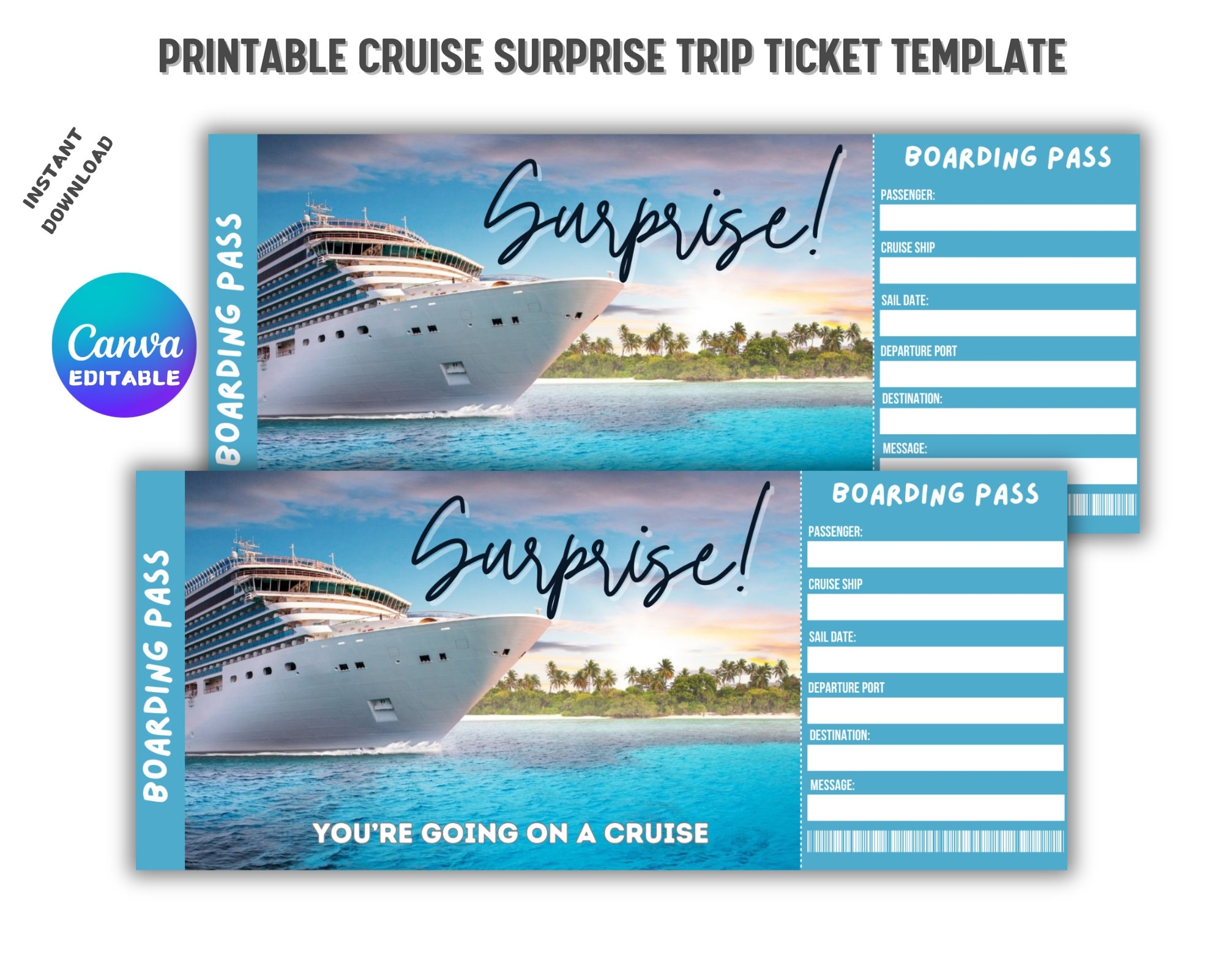 Free Printable/Editable Carnival Cruise Ticket Template To Give For A Birthday