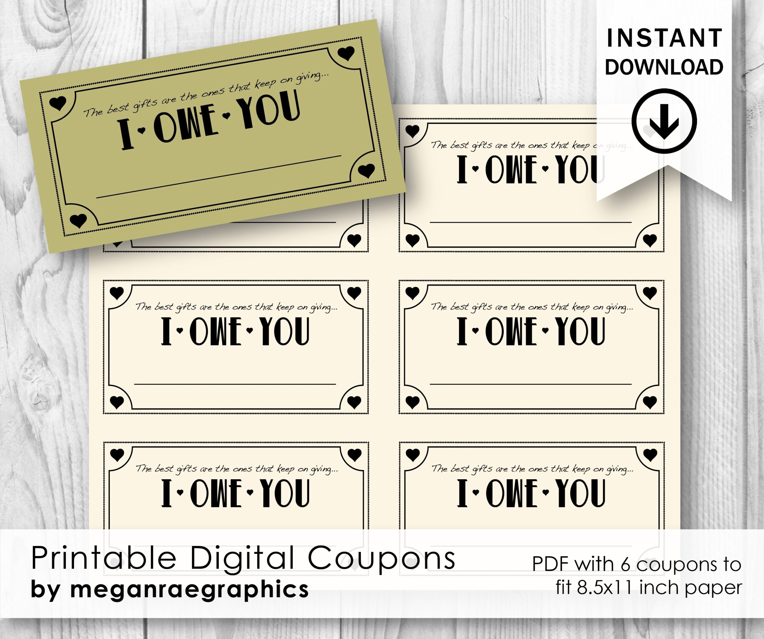 Printable Digital i OWE You Coupon For Birthday s Valentine s Day Anniversaries Instant Download Etsy