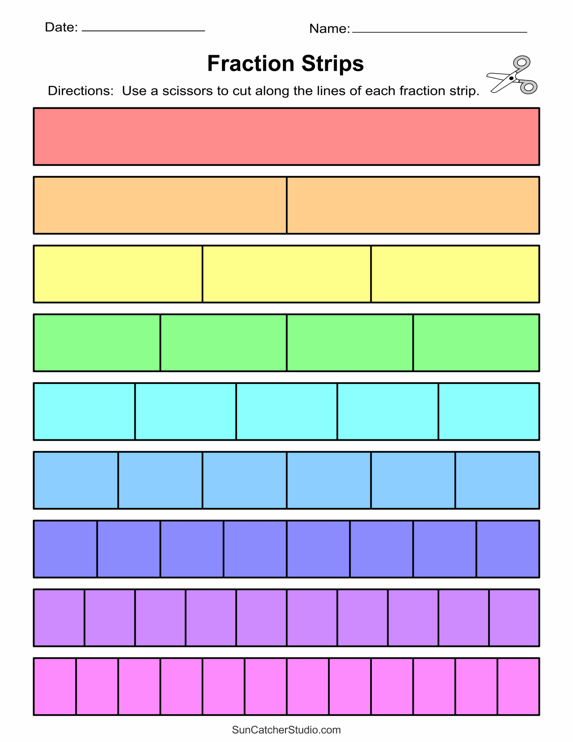 Printable Fraction Strips And Fraction Bars Free Printables Monograms Design Tools Patterns DIY Projects
