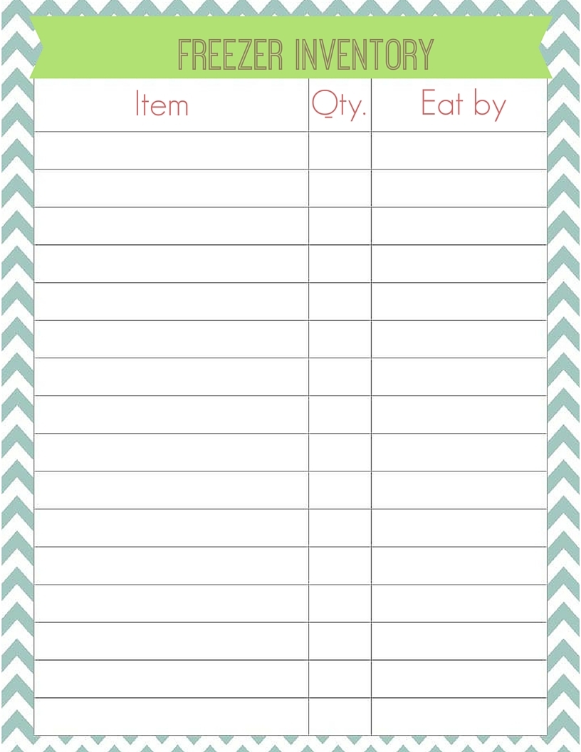 Printable Editable Freezer Inventory