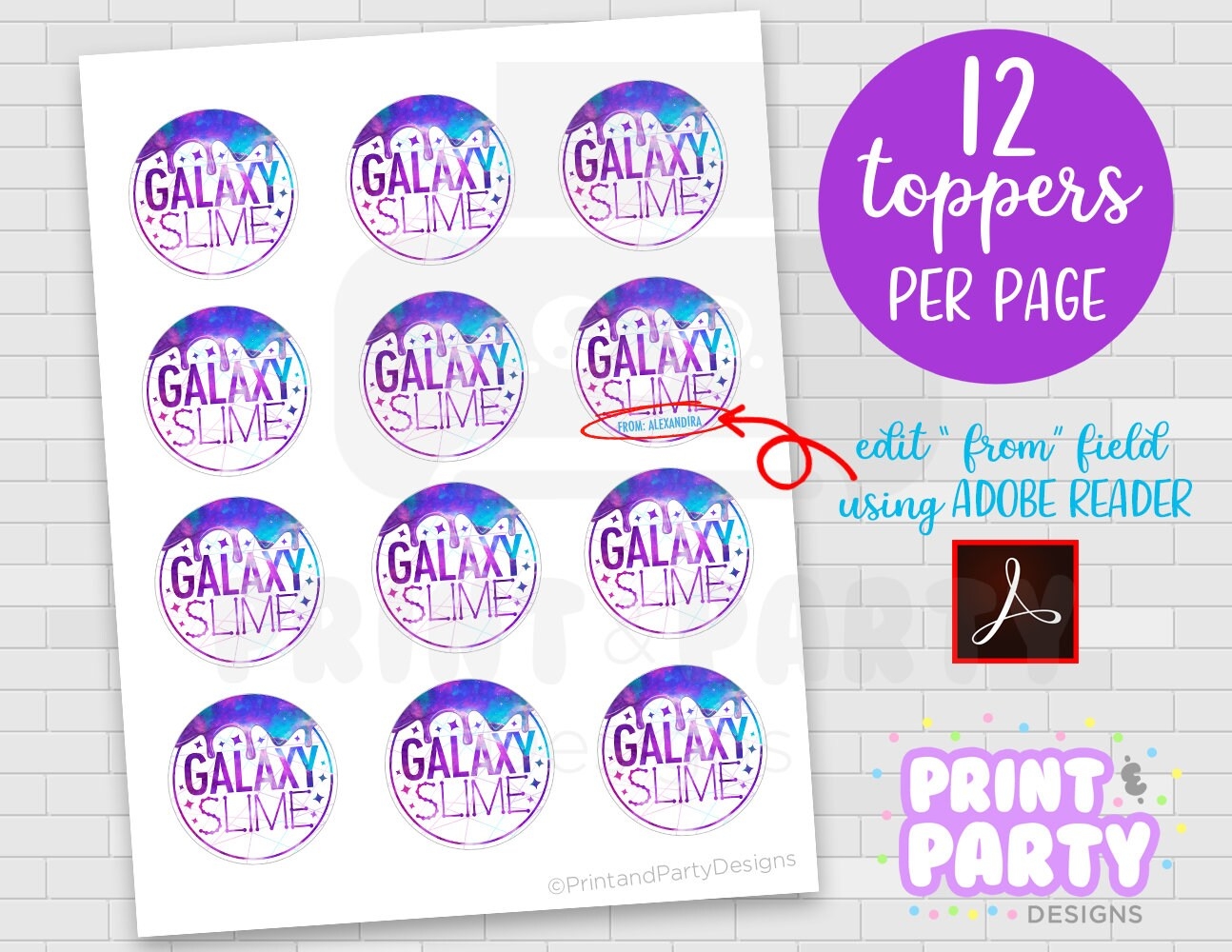 Printable Galaxy Slime Container Labels Galaxy Party Favor Tags Galaxy Slime Craft Space Nebula Birthday Party Ideas Instant Download Etsy