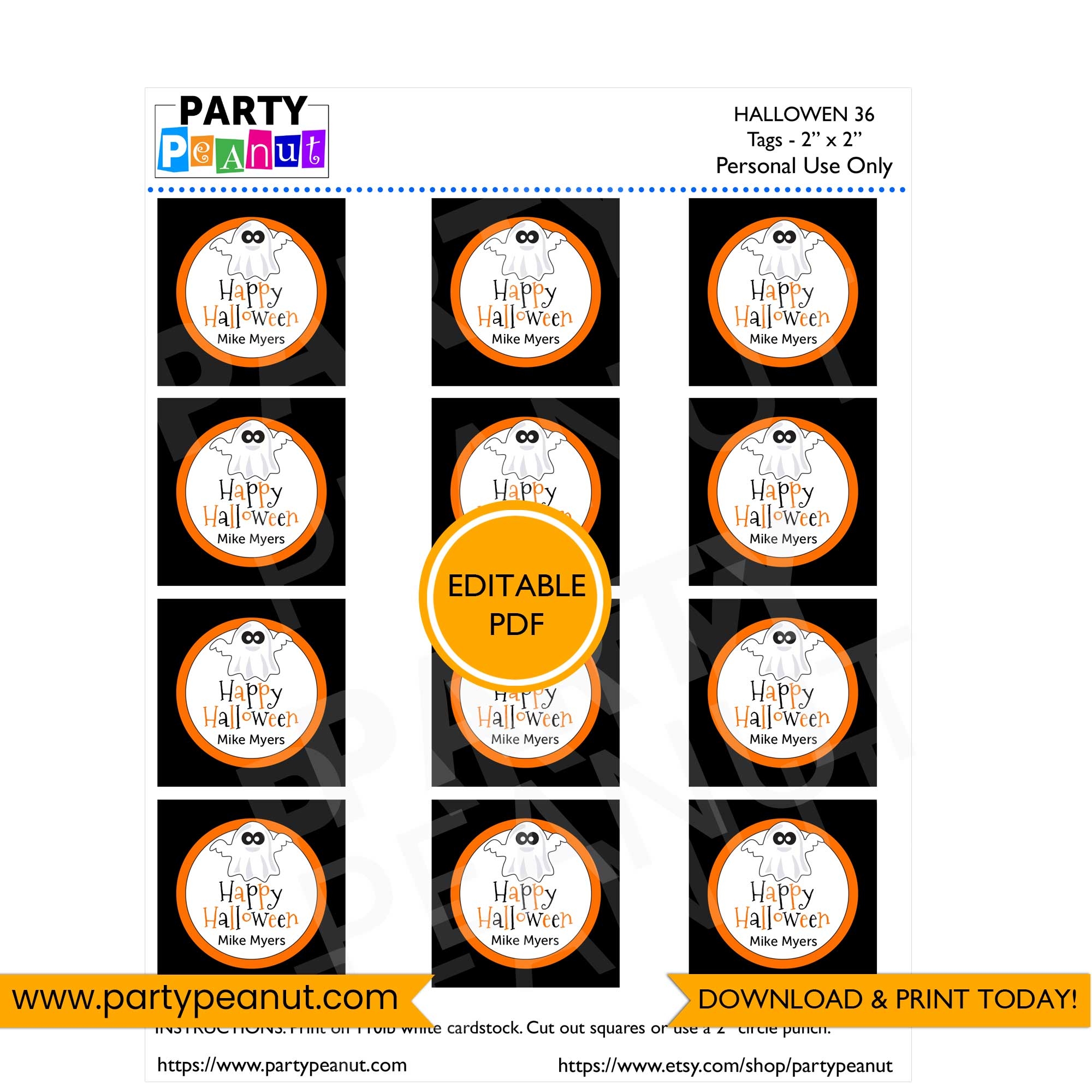 Free Editable Halloween Tag Printable