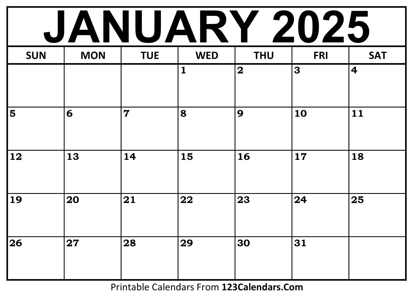 Printable January 2025 Calendar Templates Easy To Download Print
