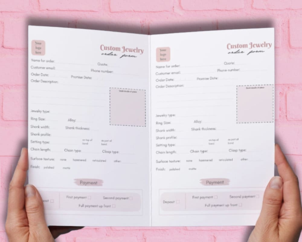 Printable Jewelry Order Form Template For Custom Commissions Digital Order Form Printable Order Form For Jewelry Business Etsy