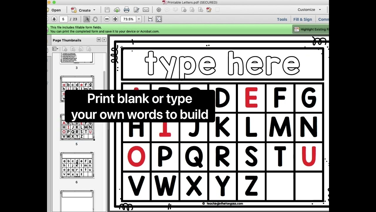 Printable Letter Tiles Editable