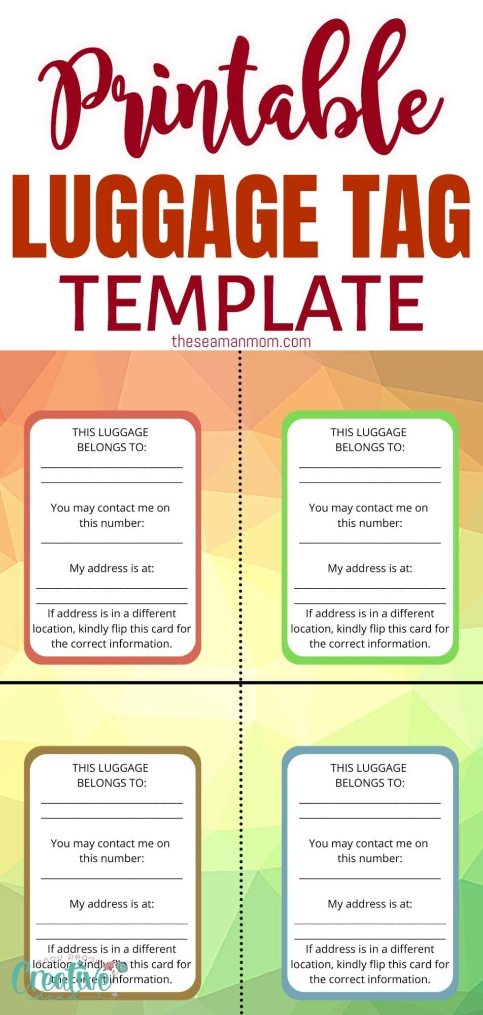 Printable Luggage Tags Templates Easy Peasy Creative Ideas Worksheets Library