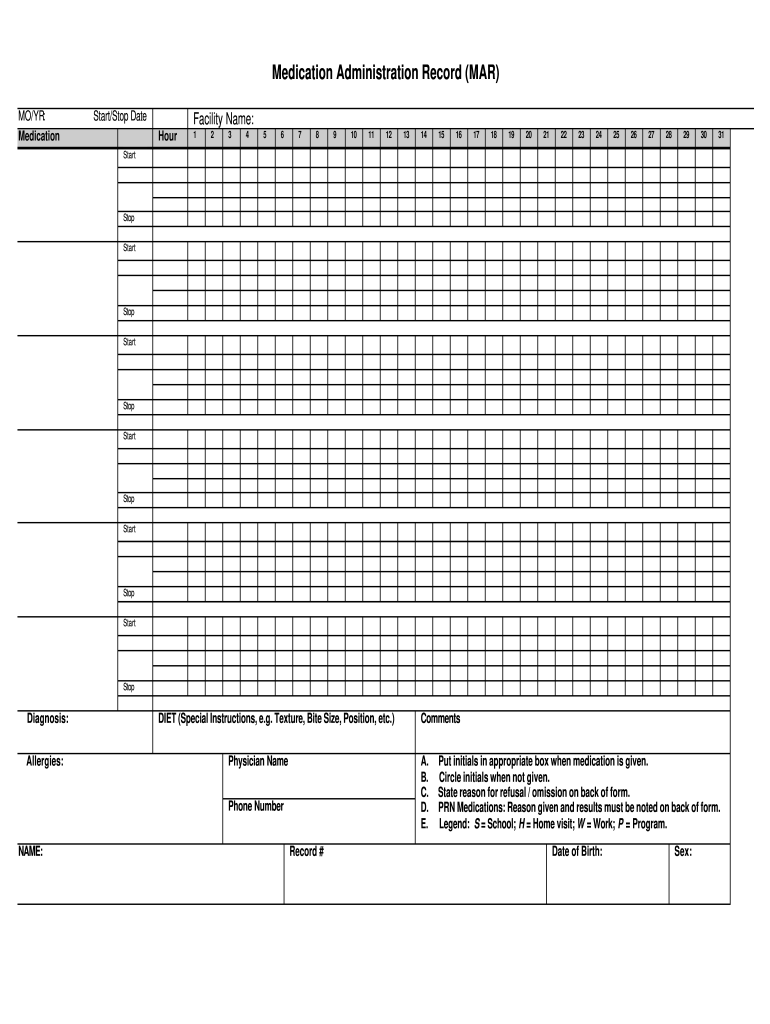 Printable Medication Administration Record Form Fill Online Printable Fillable Blank PdfFiller
