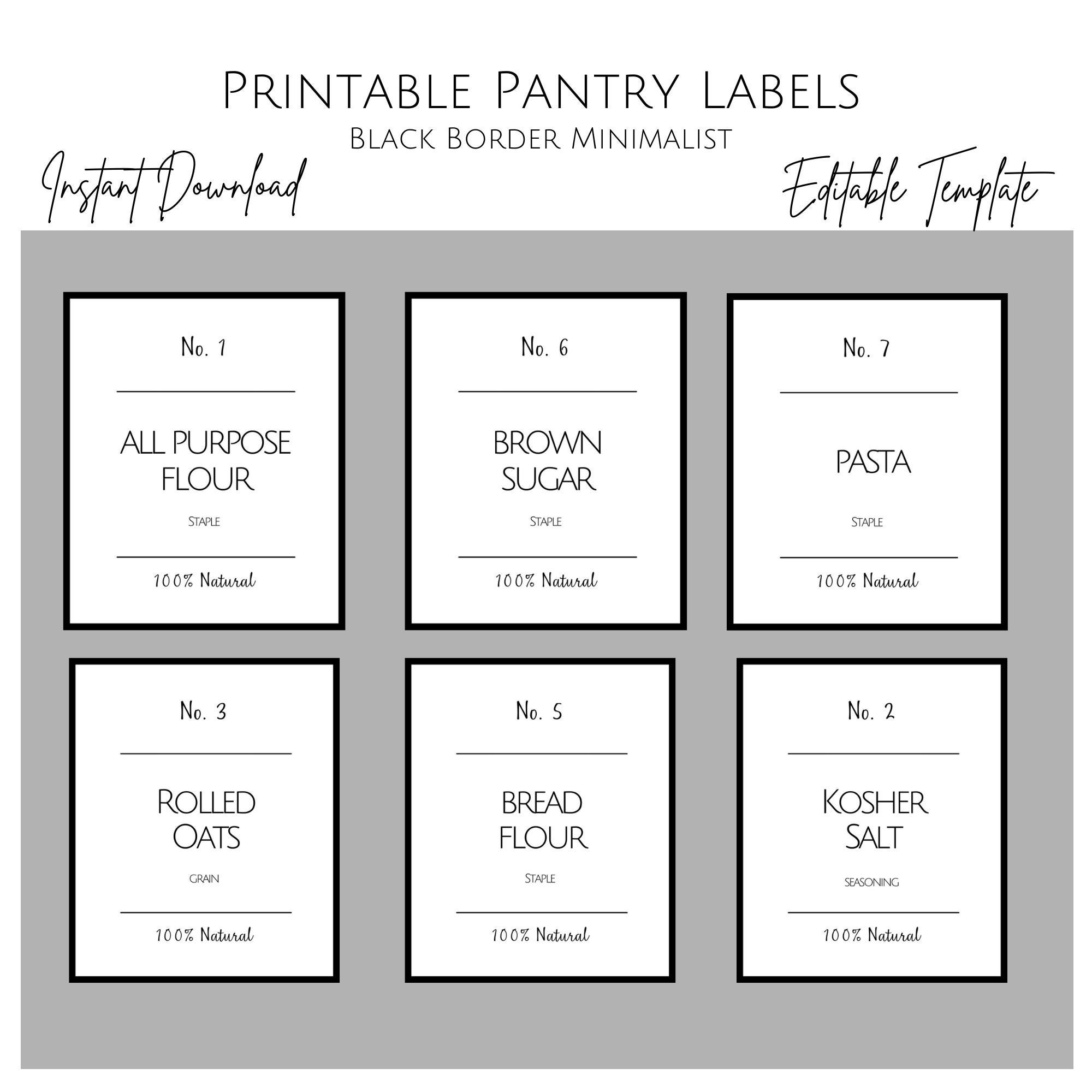 Printable Minimalist Pantry Label Template Modern Pantry Labels Stickers DIY Jar Labels Pantry Organization Instant Download Etsy Ireland
