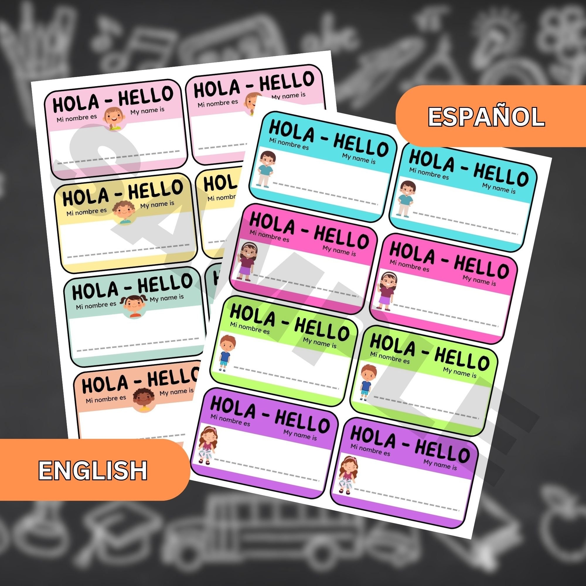 Printable Name Bilingual Labels And Desk Name Plates For School Etiquetas Y Placas Para La Escuela Teacher Resources Instant Download Etsy