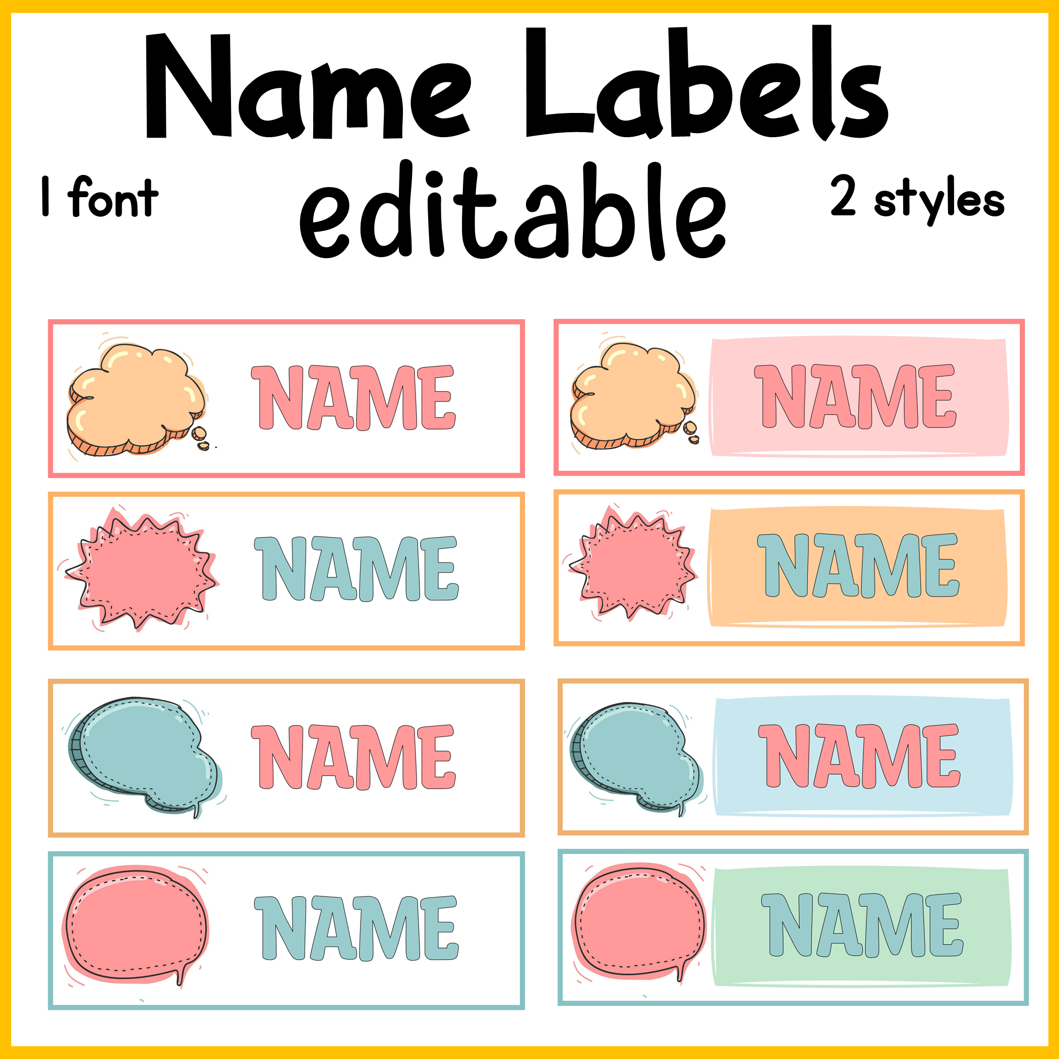 Printable Nametags Editable Student Name Labels Editable Classroom Labels Desk Labels Teacha 