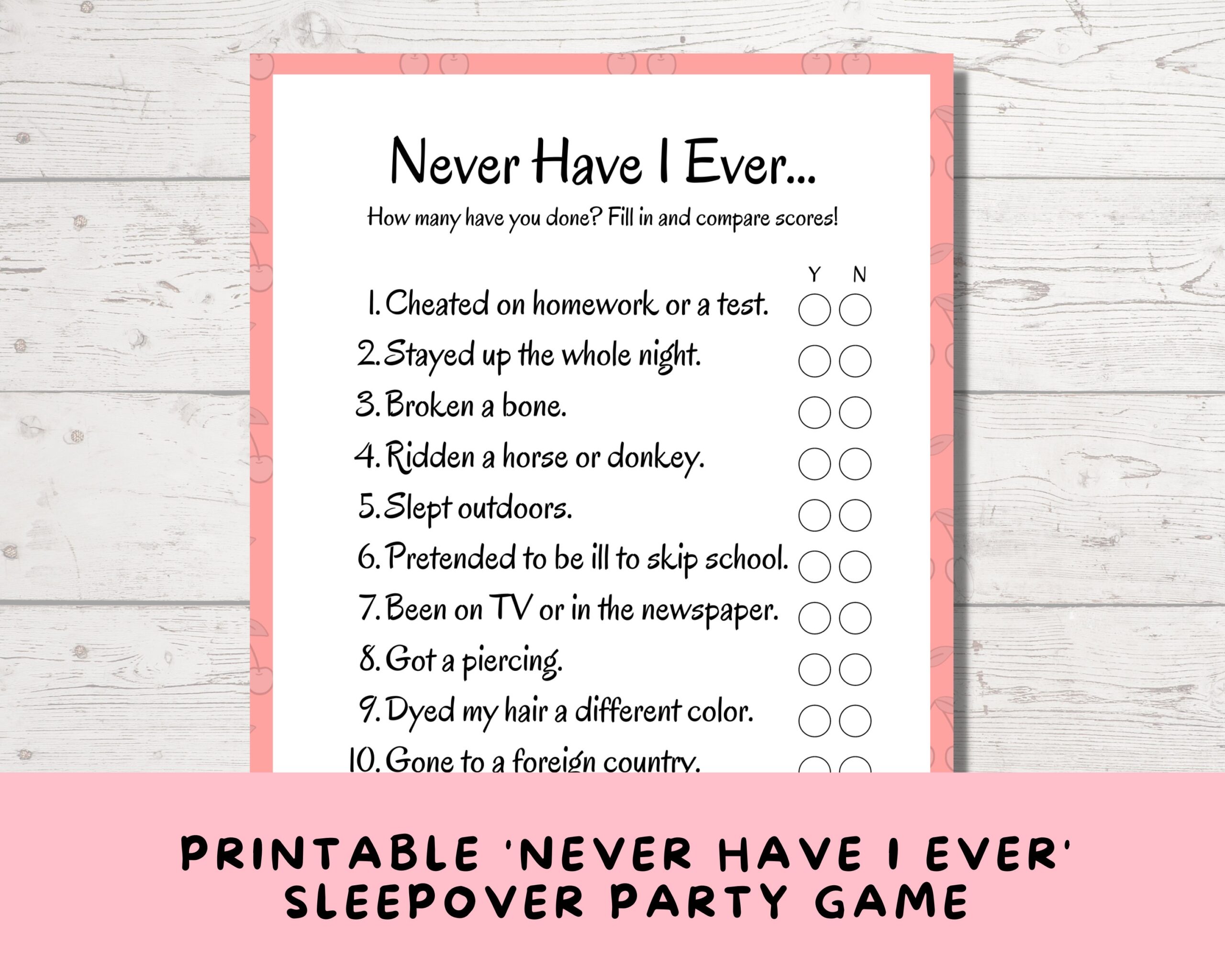 Printable Never Have I Ever School Edition