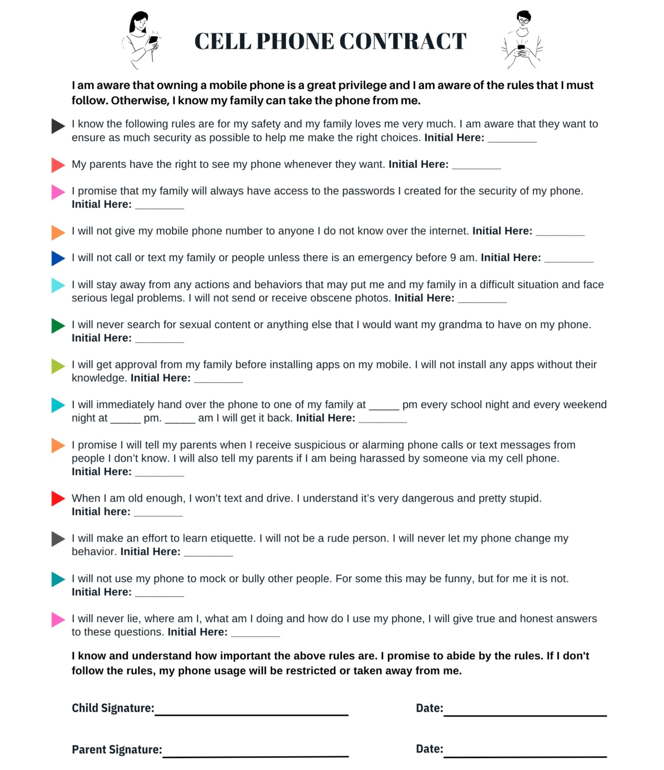 Printable Phone Contract Editable Cell Phone Contract PDF Digital Download Etsy