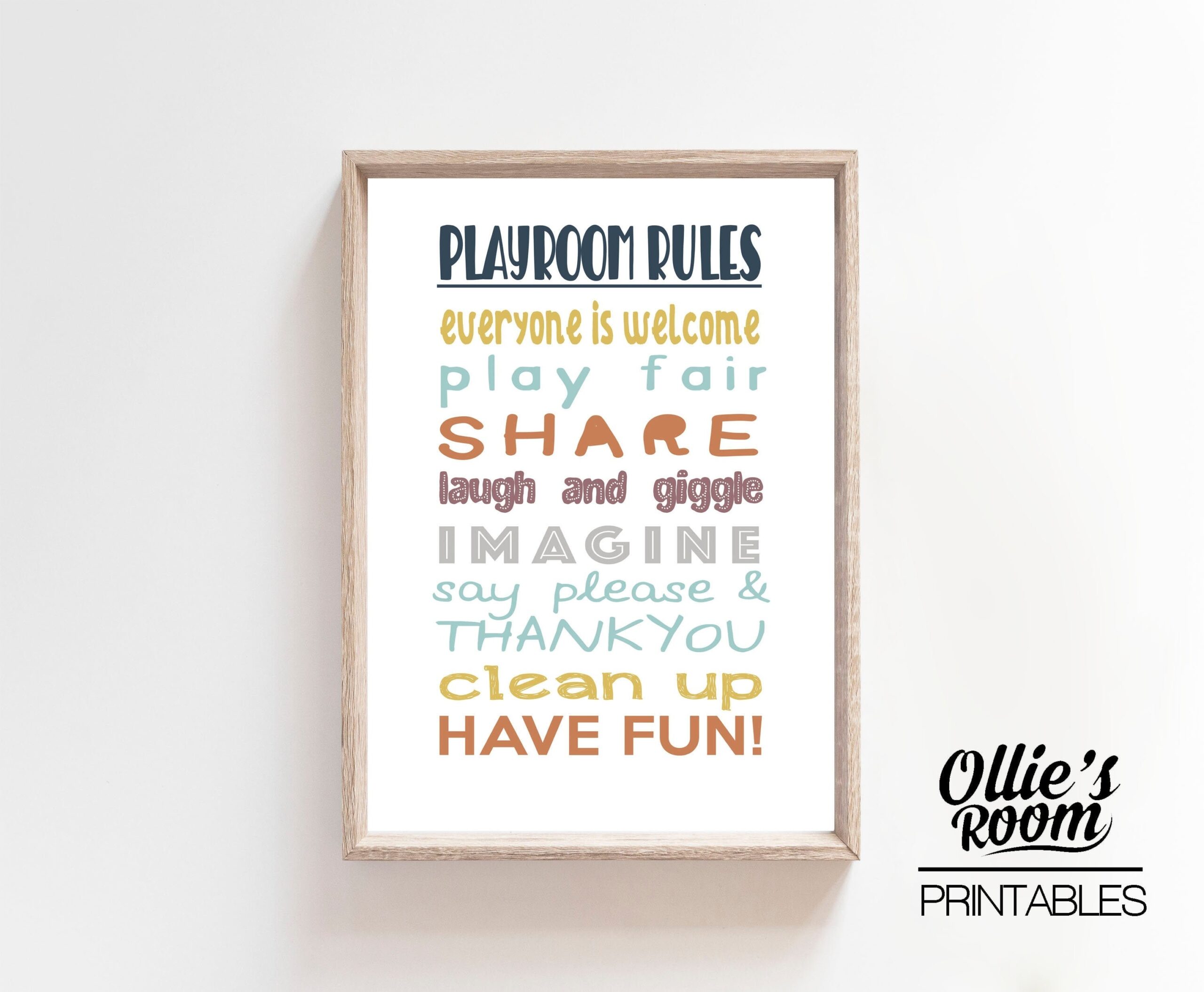 Printable Playroom Rules Neutral Tones Earth Colour Natural Decor Playroom Wall Art Natural Colour Wall Art Etsy