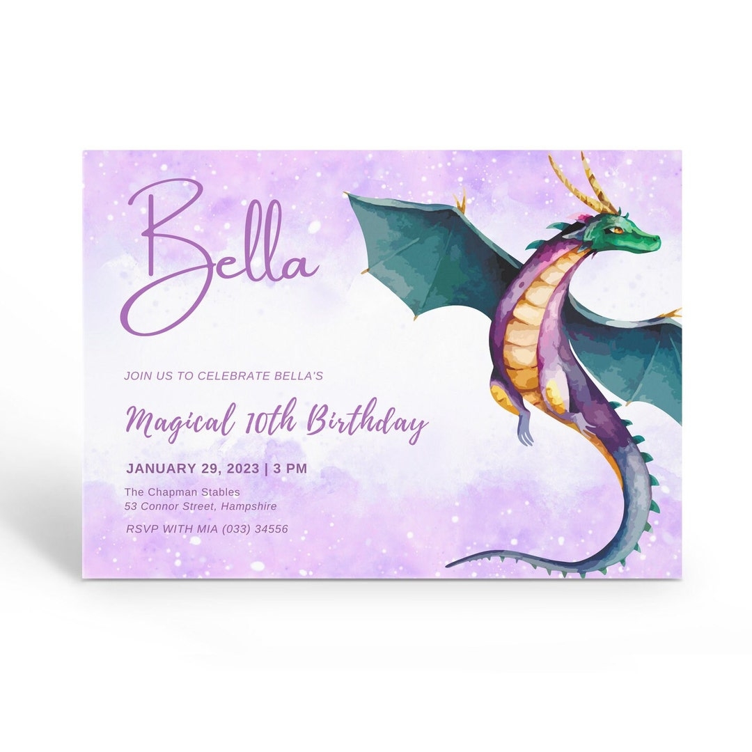 Dragon Invitation Printable Editable Free