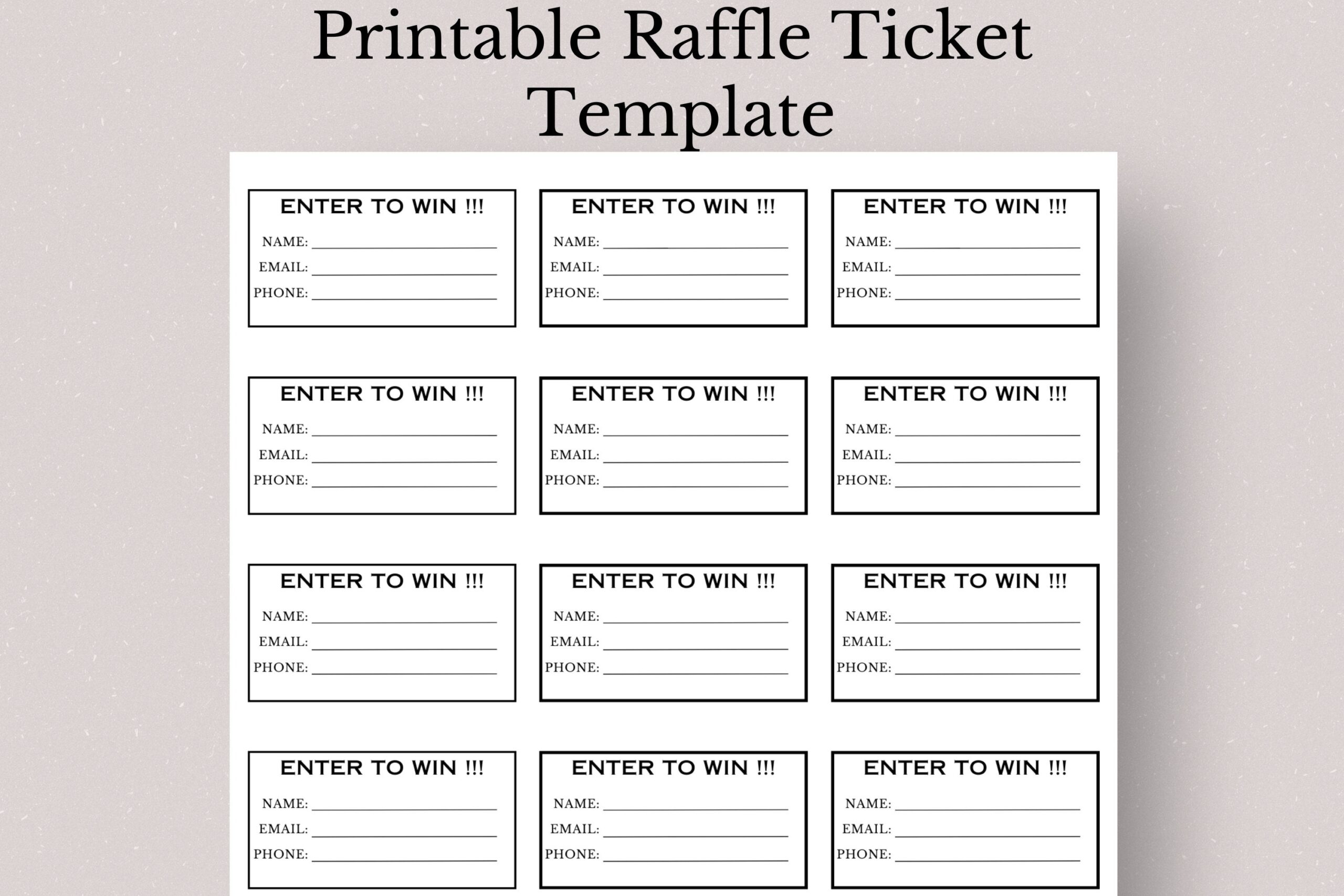 Printable Raffle Ticket Template Lucky Draw Contest Ticket Enter To Win Ticket Printable Tickets Giveaway Tickets Etsy