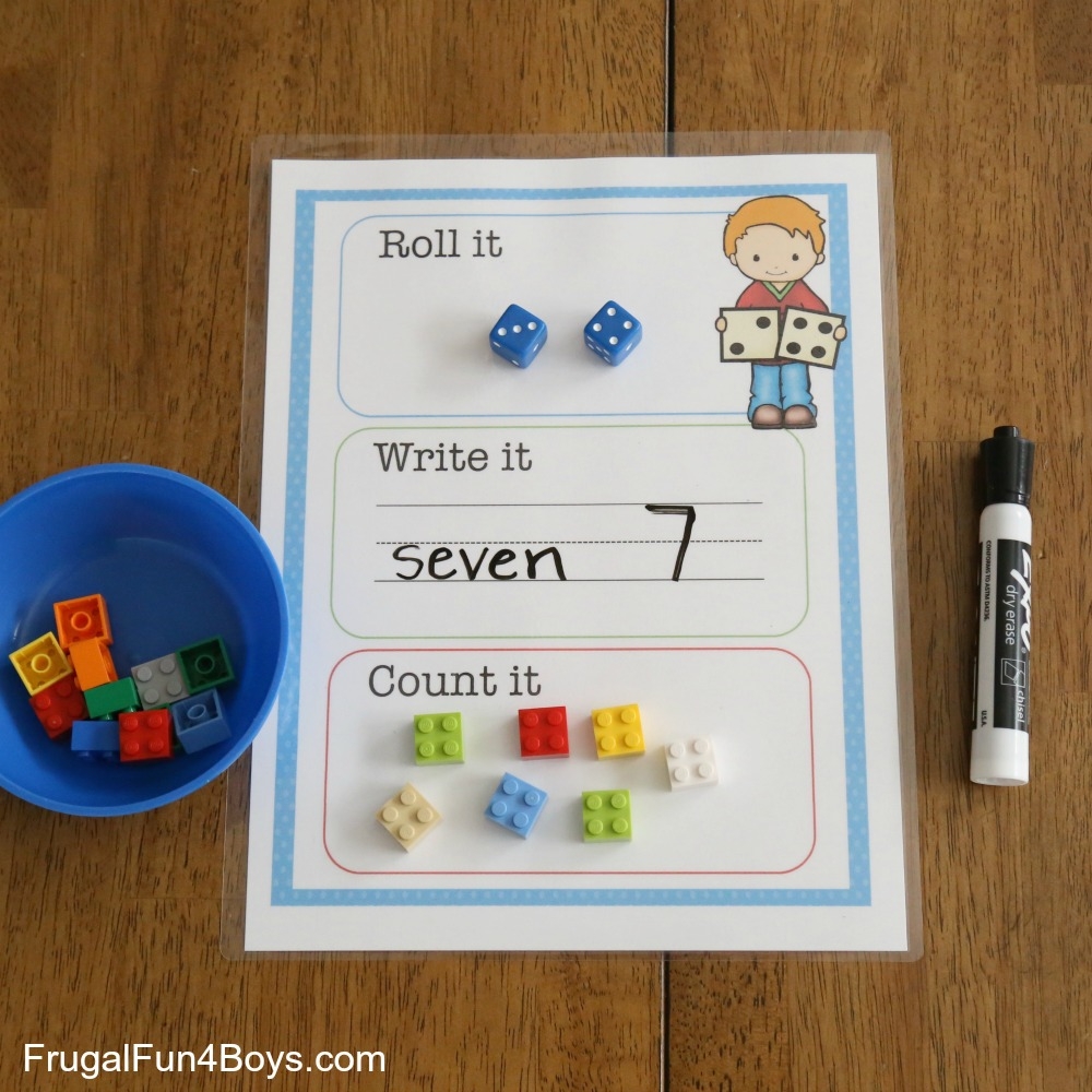 Printable Roll It Write It Count It Mats Frugal Fun For Boys And Girls