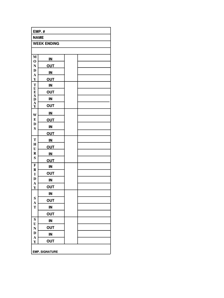 Printable Time Cards Fill Online Printable Fillable Blank PdfFiller