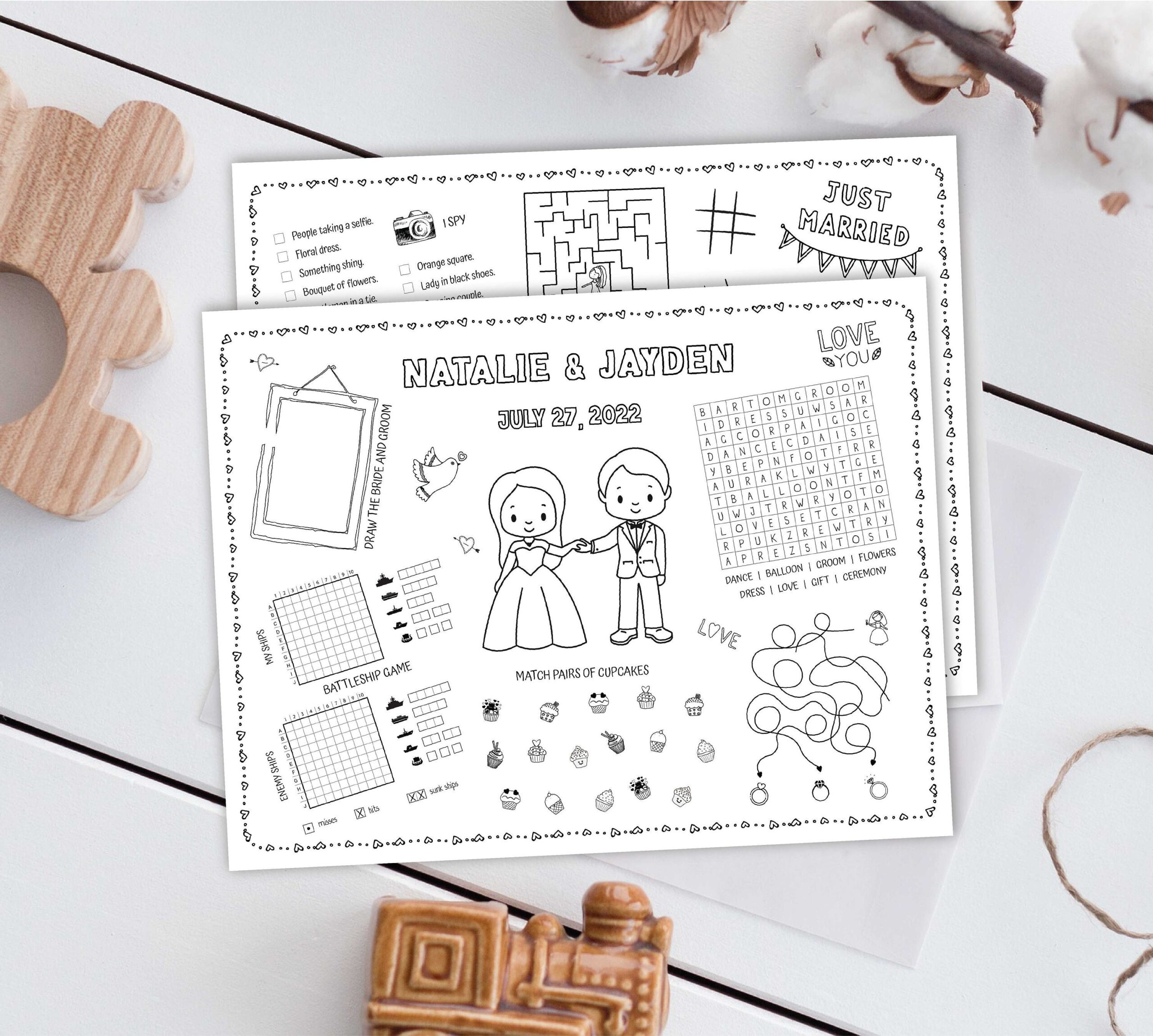 Editable Placemat For Kids At A Wedding Free Printable