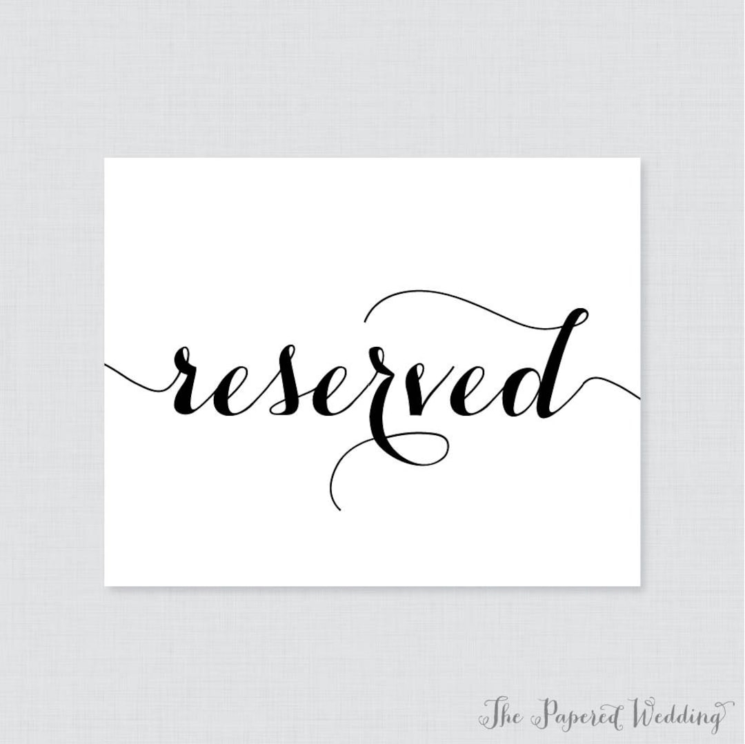 Printable Editable Reserved Signs Wedding