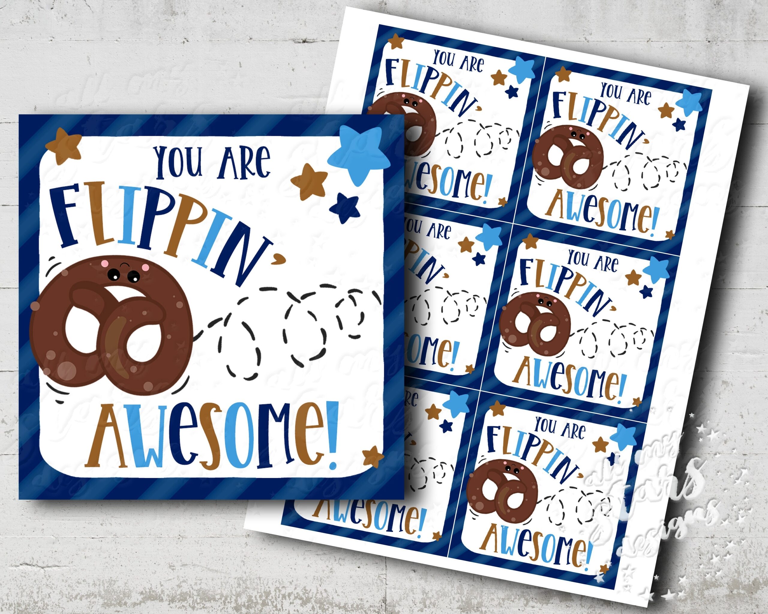 PRINTABLE You Are FLIPPIN Awesome Printable Pretzel Tag Instant Download Pretzel Thank You Chocolate Pretzels Teacher Appreciation Etsy