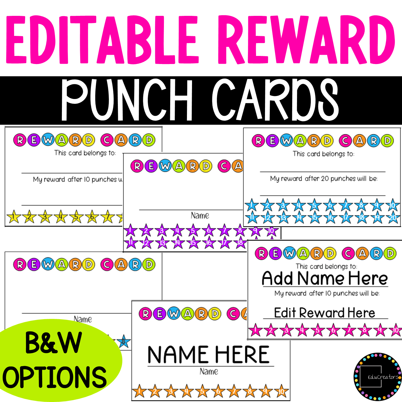 Editable Free Printable Punch Card Template