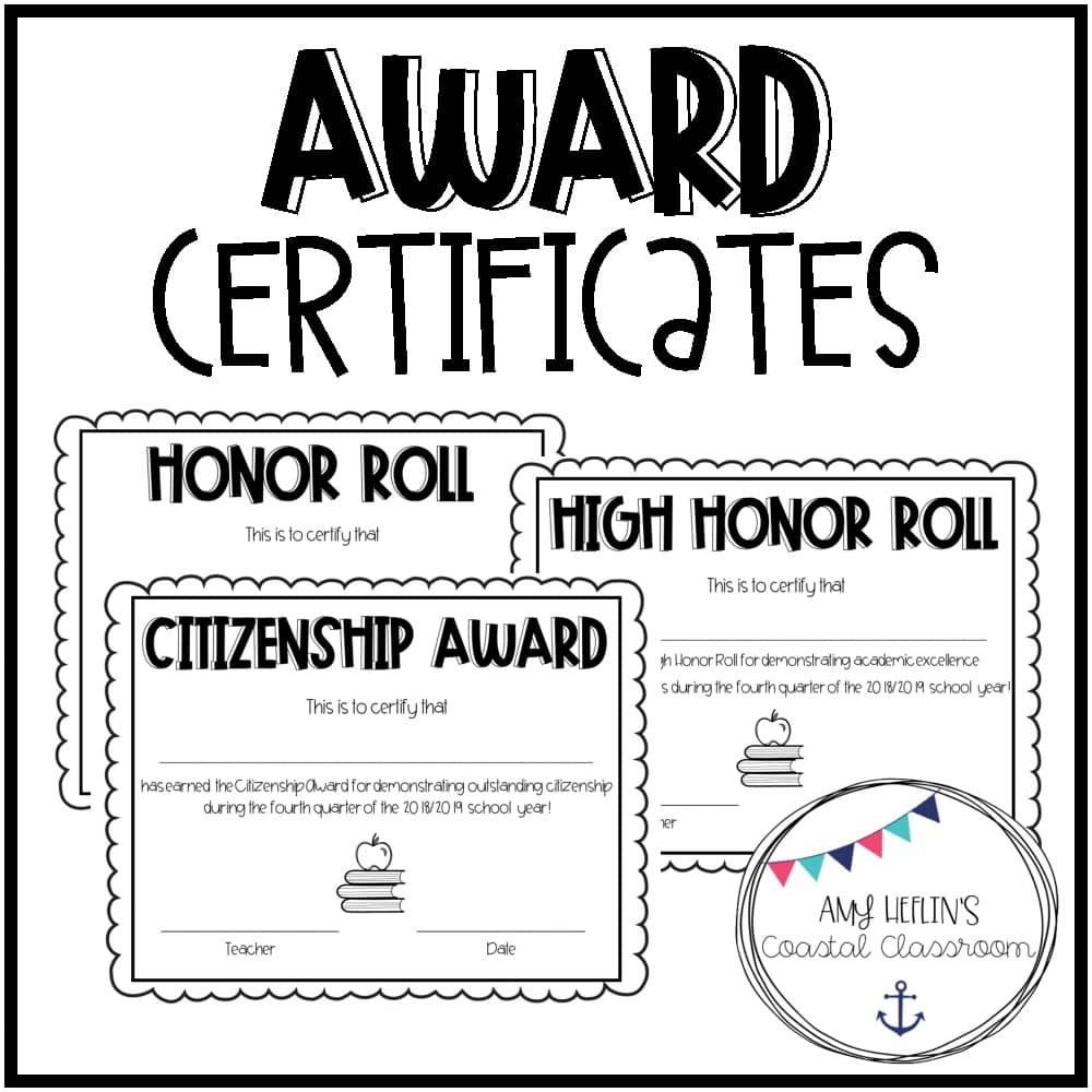 Quarterly Award Certificates Honor Roll And Citizenship Awards