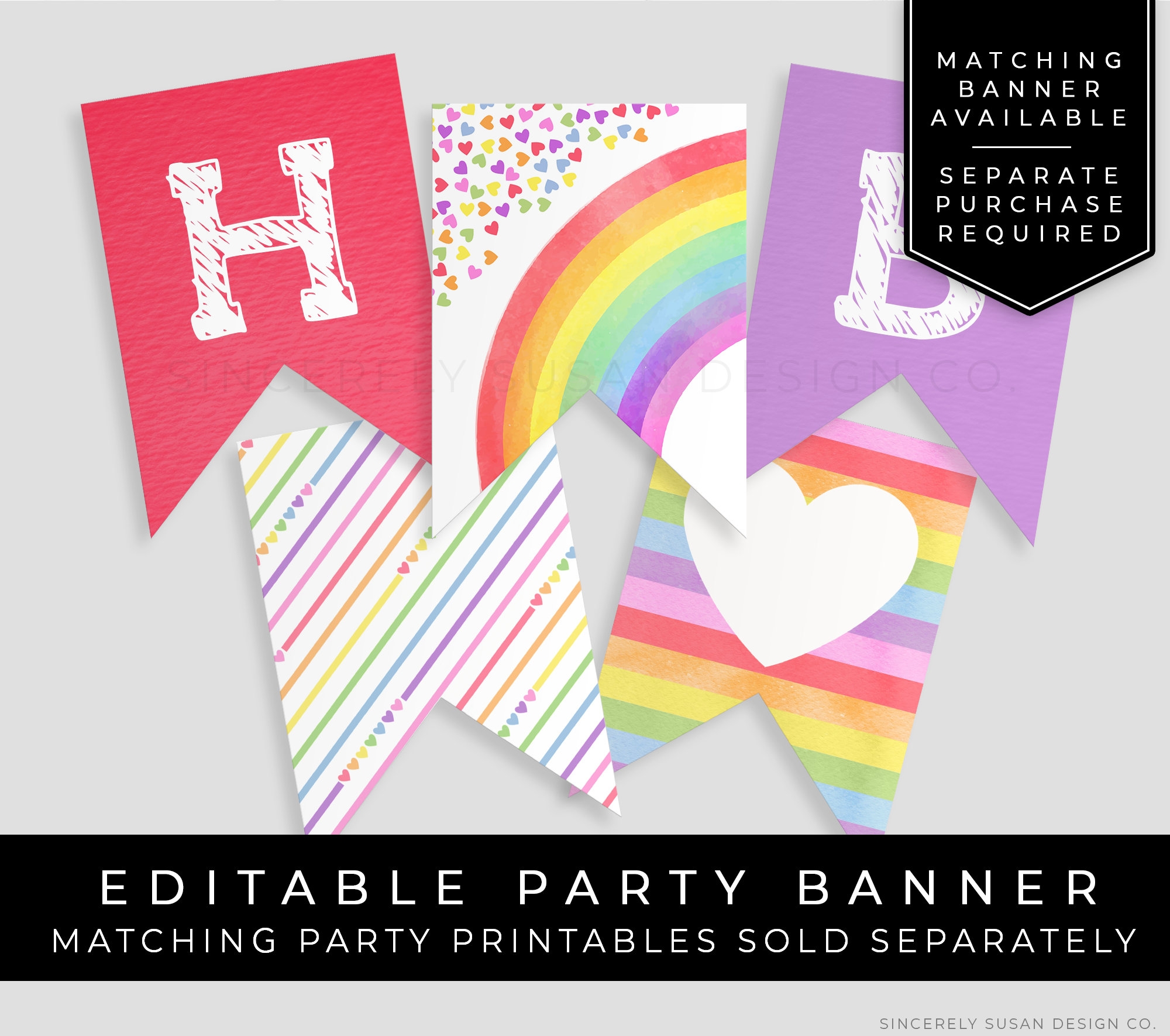 Rainbow Birthday Invitation Rainbow Hearts Confetti Invitation Printable Invite Editable Template Download Corjl 016A Etsy