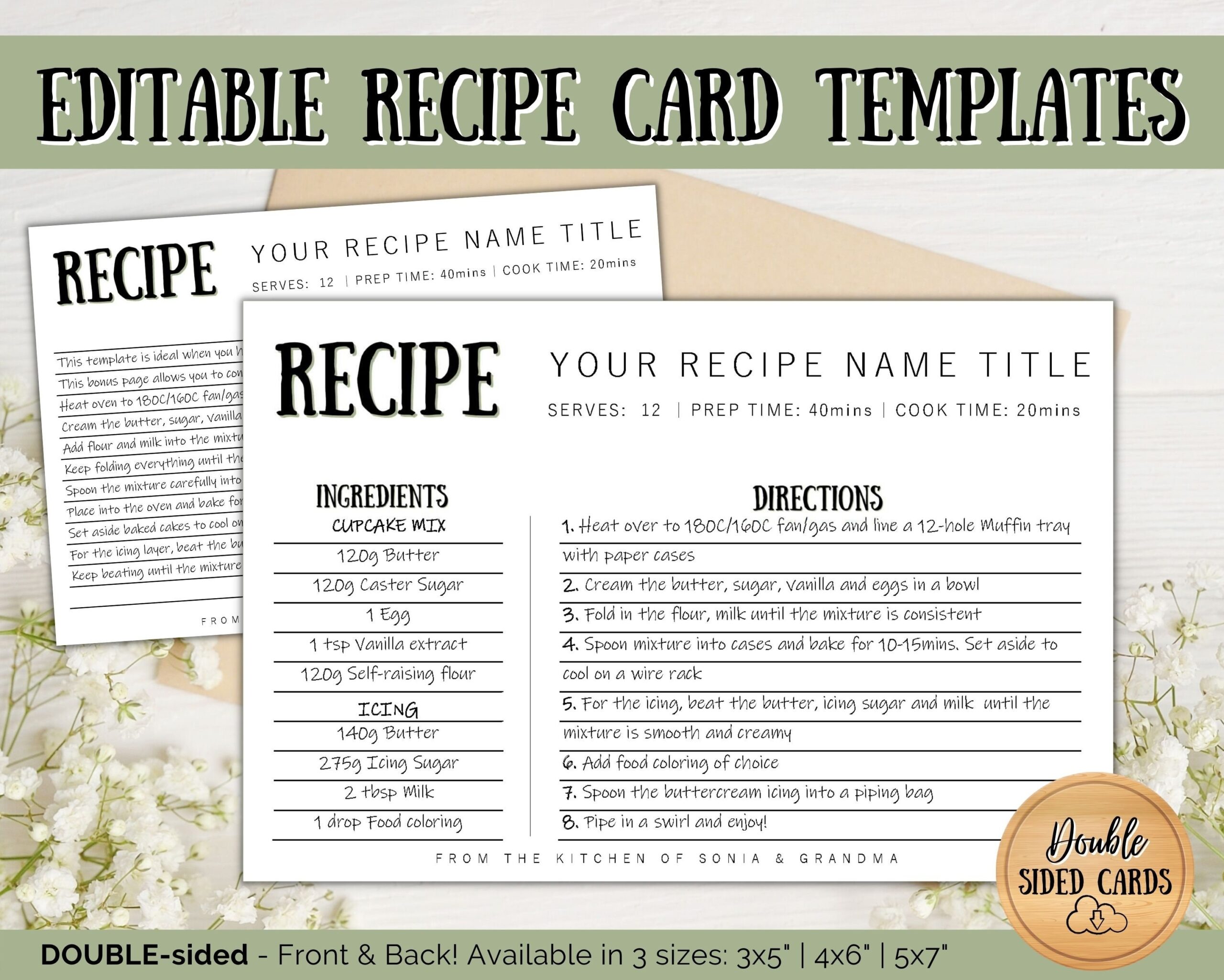 Recipe Card Template EDITABLE Recipe Template Recipe Cards Printable Simple Retro 4x6 Insert Minimal Sheet Recipe Box Sheet Book Etsy