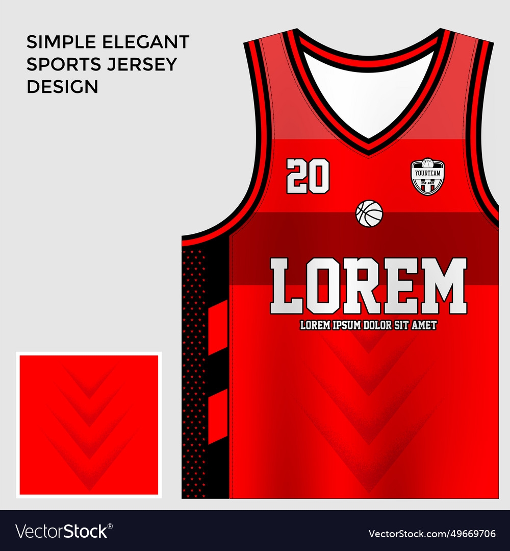 Red Sublimation Basketball Jersey Template 1 Vector Image
