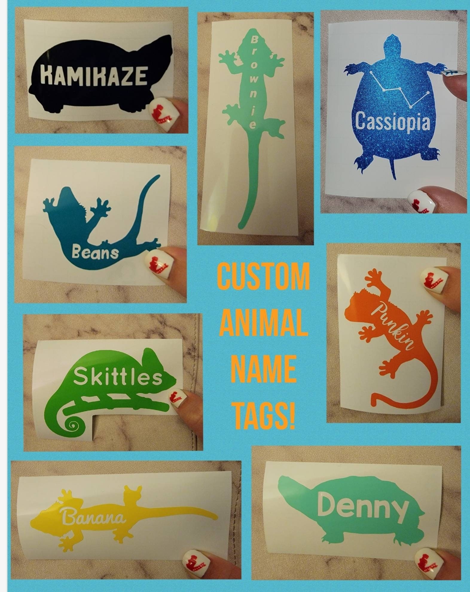Reptiles Name Tag Etsy