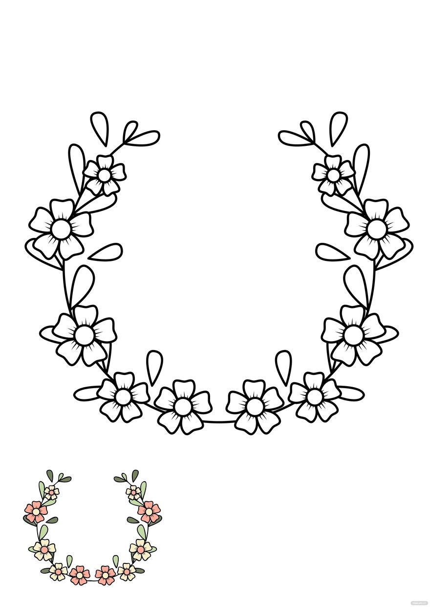 Rustic Floral Wreath Coloring Page In JPG Download Template