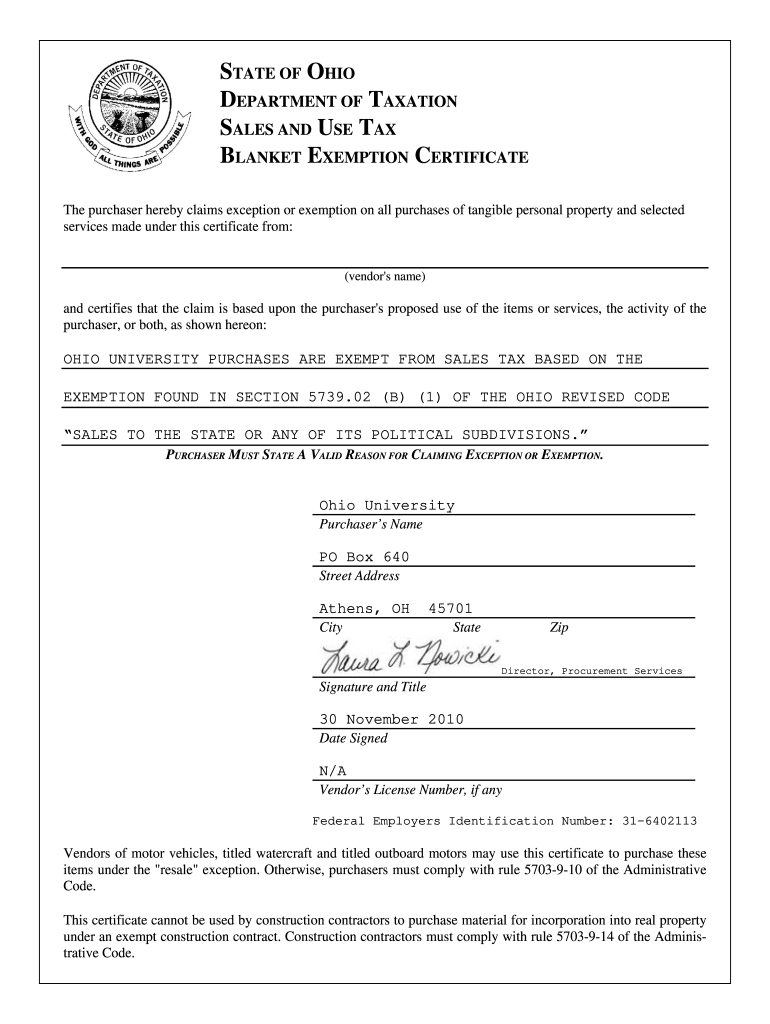 Sales And Use Tax Blanket Exemption Certificate Fill Online Printable Fillable Blank PdfFiller