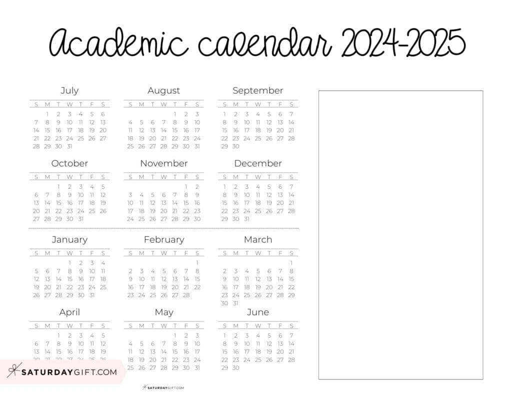 School Calendar Template 17 Cute Printable Academic Calendars 2024 25